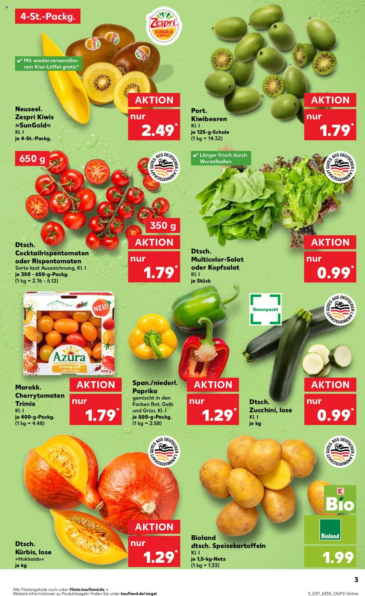 Kaufland prospekt Hamburg	 – gültig ab 11.09.2025 | Seite: 3 | Produkte: Tomaten, Paprika, Zucchini, Kiwi