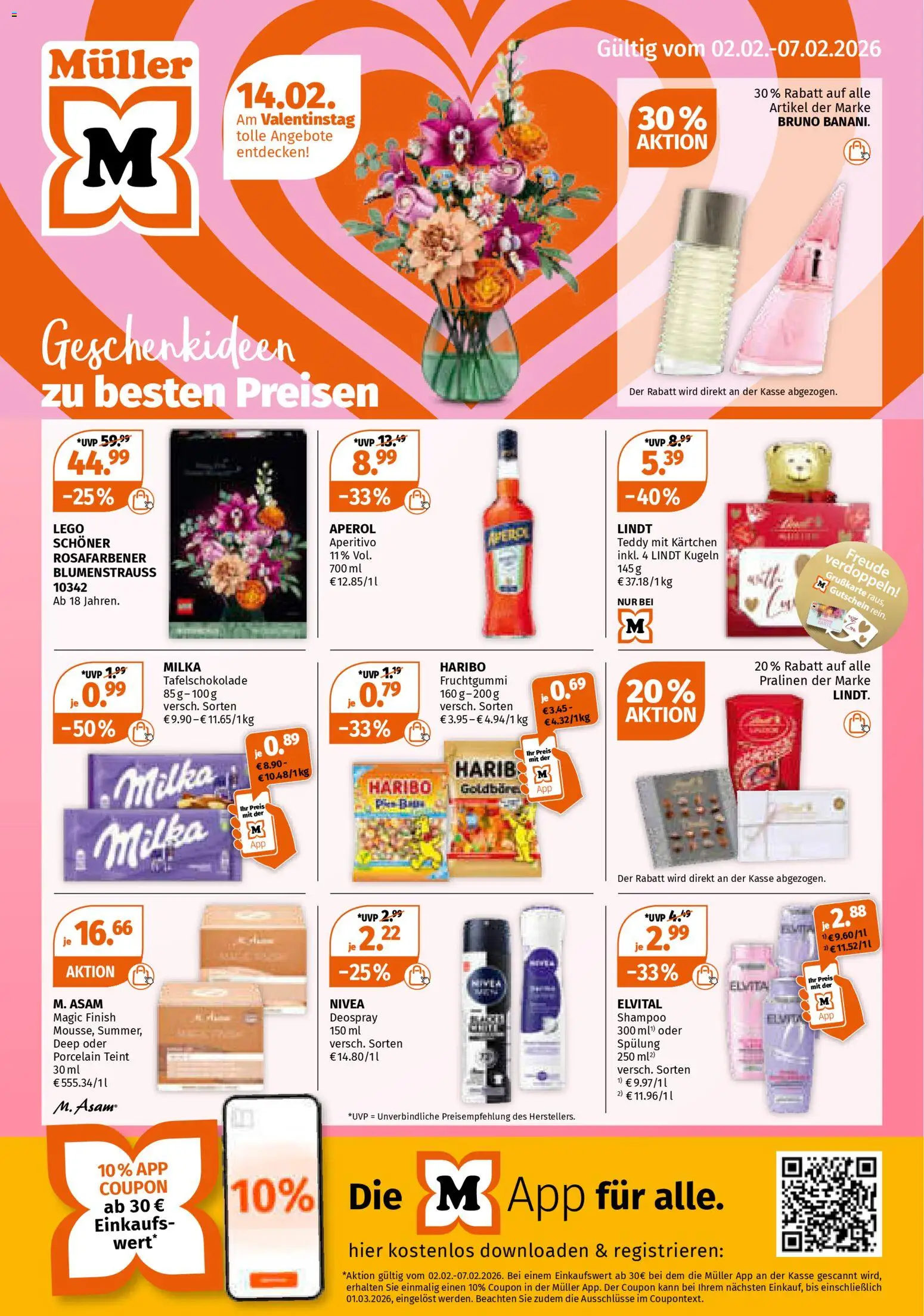 Müller Prospekt 	 – gültig ab 02.02.2026 | Seite: 1 | Produkte: Shampoo, Deodorant, Deospray, Aperol