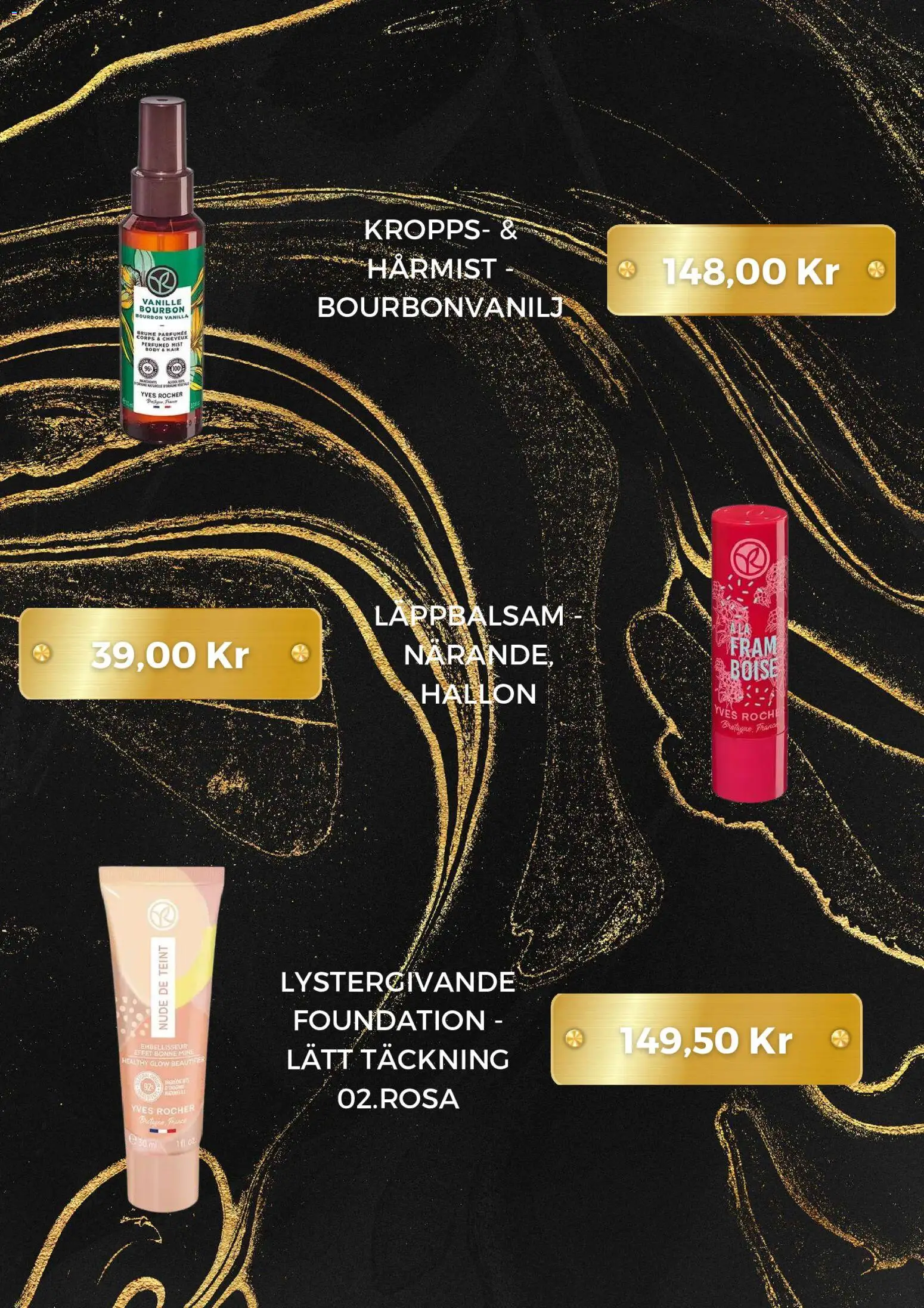 Yves Rocher reklamblad aktuell från 01.02.2026 | Sida: 3 | Produkter: Foundation, Bourbon, Läppbalsam, Hallon