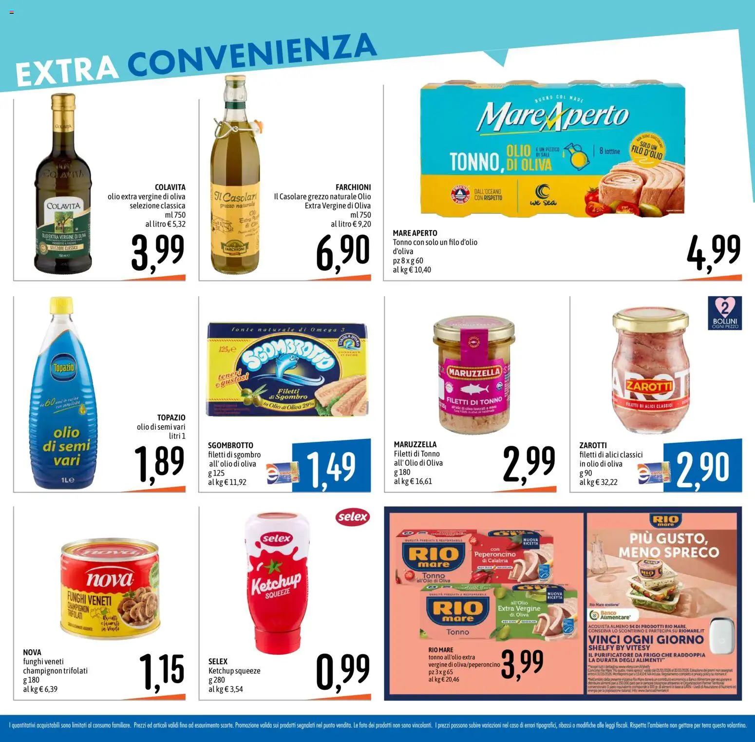 Volantino Emisfero del 12.03.2026 | Pagina: 2 | Prodotti: Funghi, Olio extra vergine, Sgombro, Alici