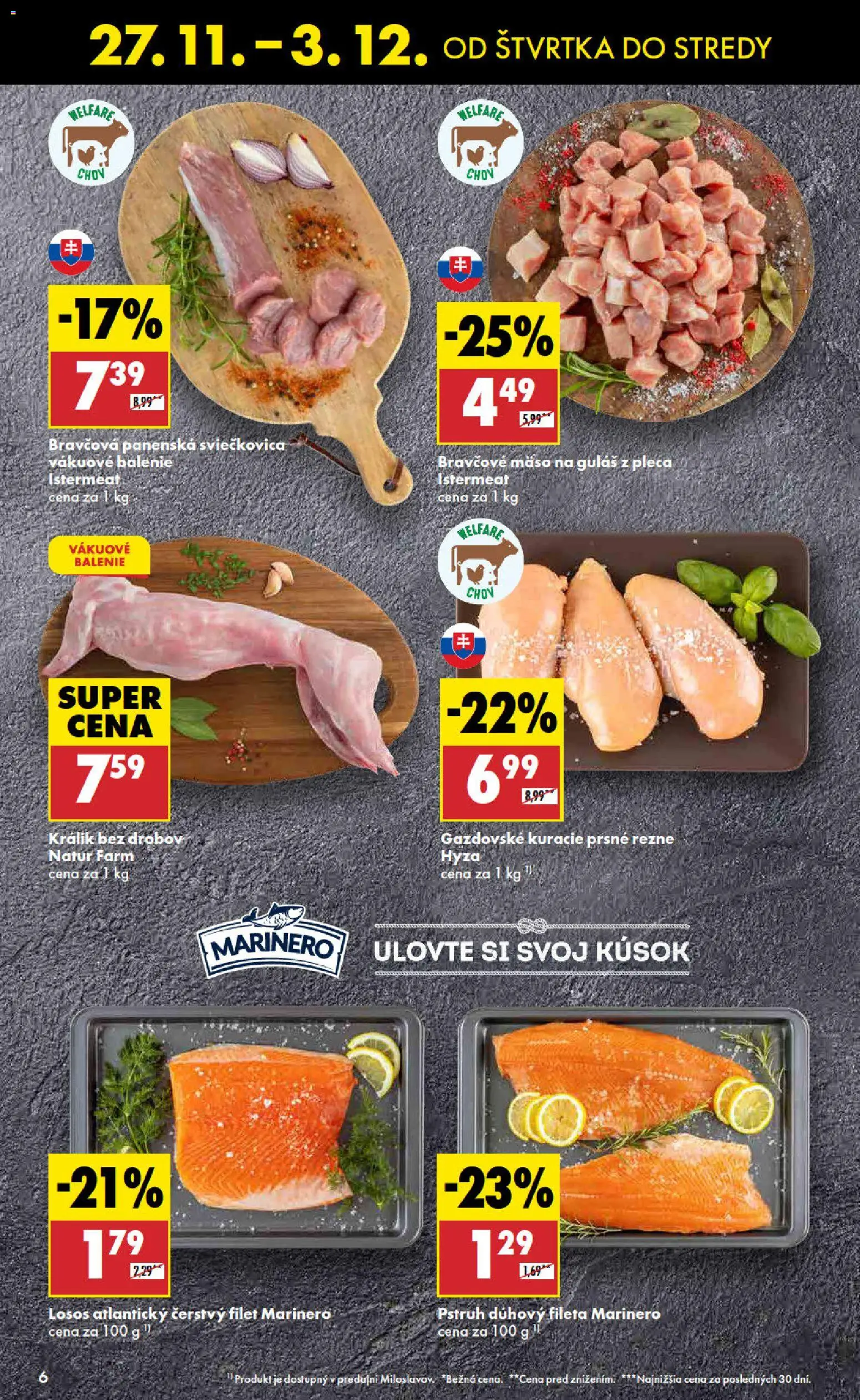 Nové Biedronka akcie – leták je platný od 27.11.2025 | Strana: 6 | Produkty: Pstruh, Losos, Bravčové mäso