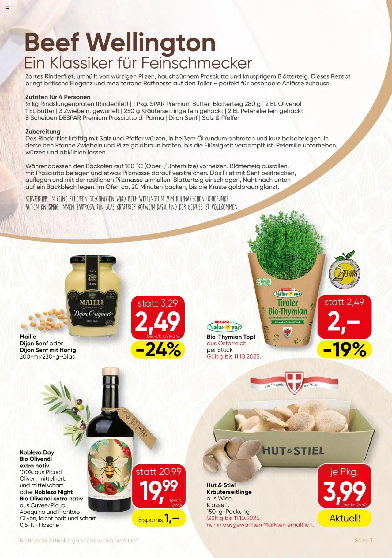 SPAR Gourmet Flugblatt gültig ab 09.10.2025 | Seite: 3 | Produkte: Salz, Hut, Ofen, Butter