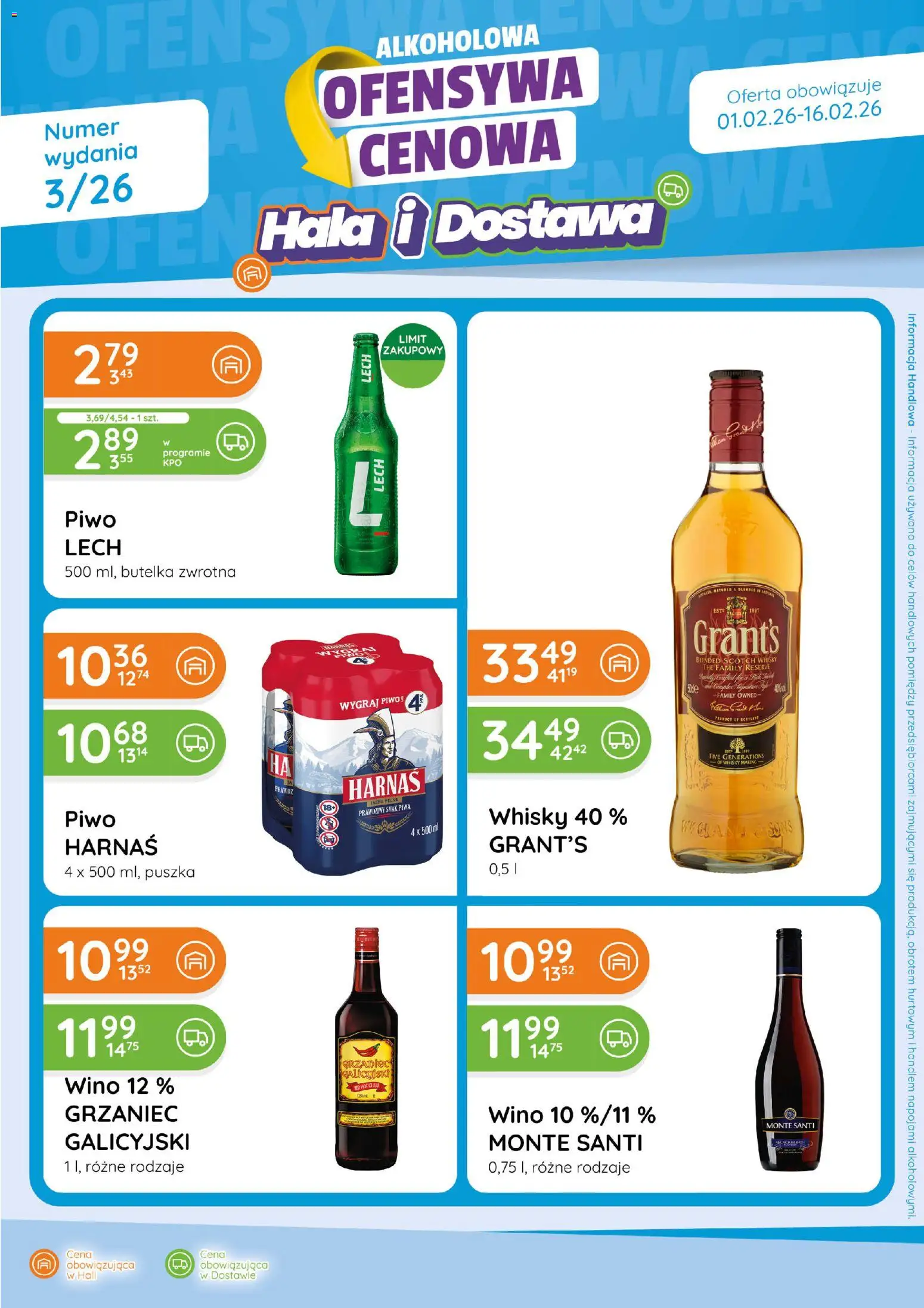 Eurocash Gazetka - Ofensywa Alkoholowa od 01.02.2026 | Strona: 1 | Produkty: Grant's, Harnaś, Wino, Whisky