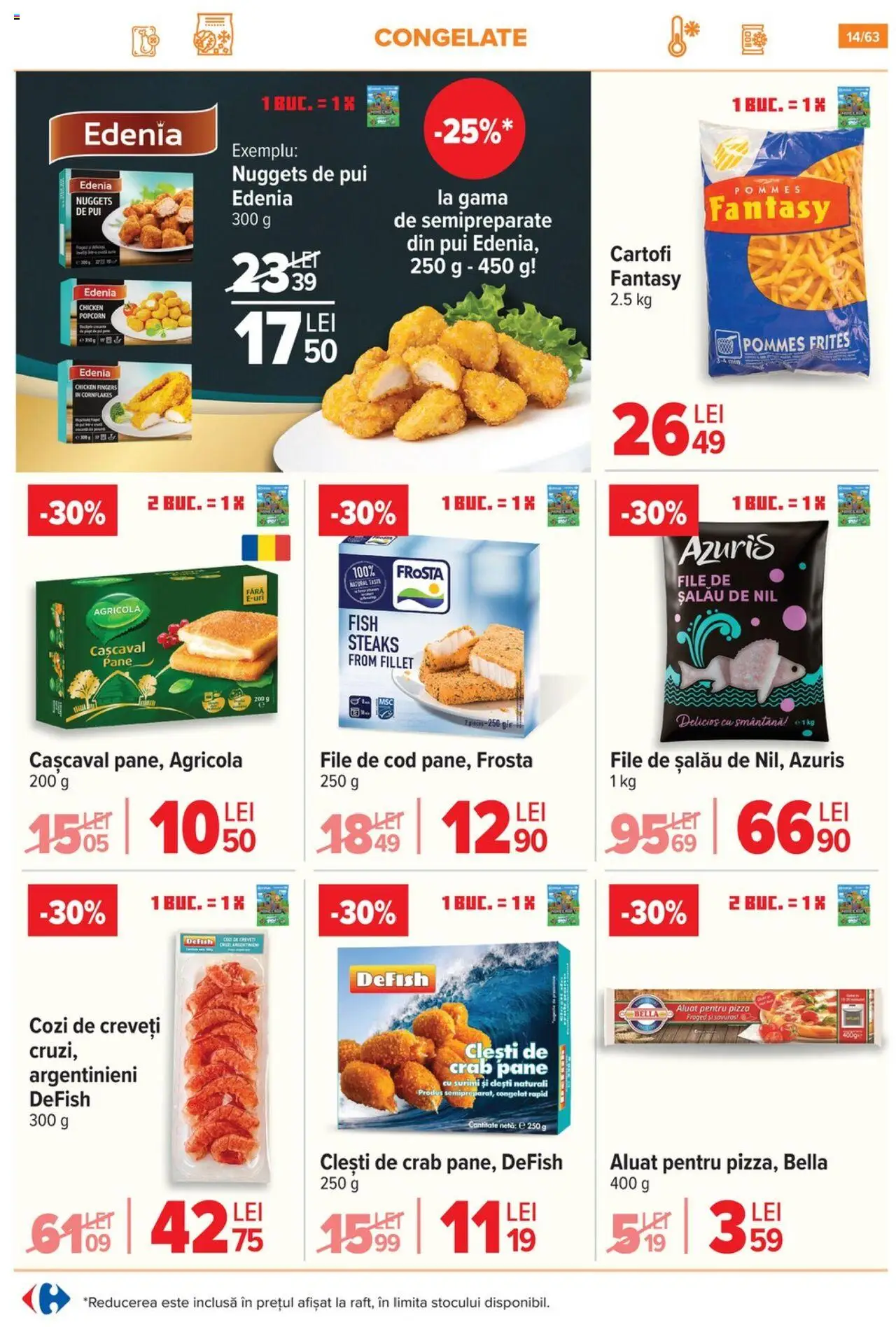 Noul catalog Carrefour – valabil de la 17.09.2025 | Pagină: 14 | Produse: Hacıyatmaz Kedi Oyuncağı, Aluat, Pizza, Smântână