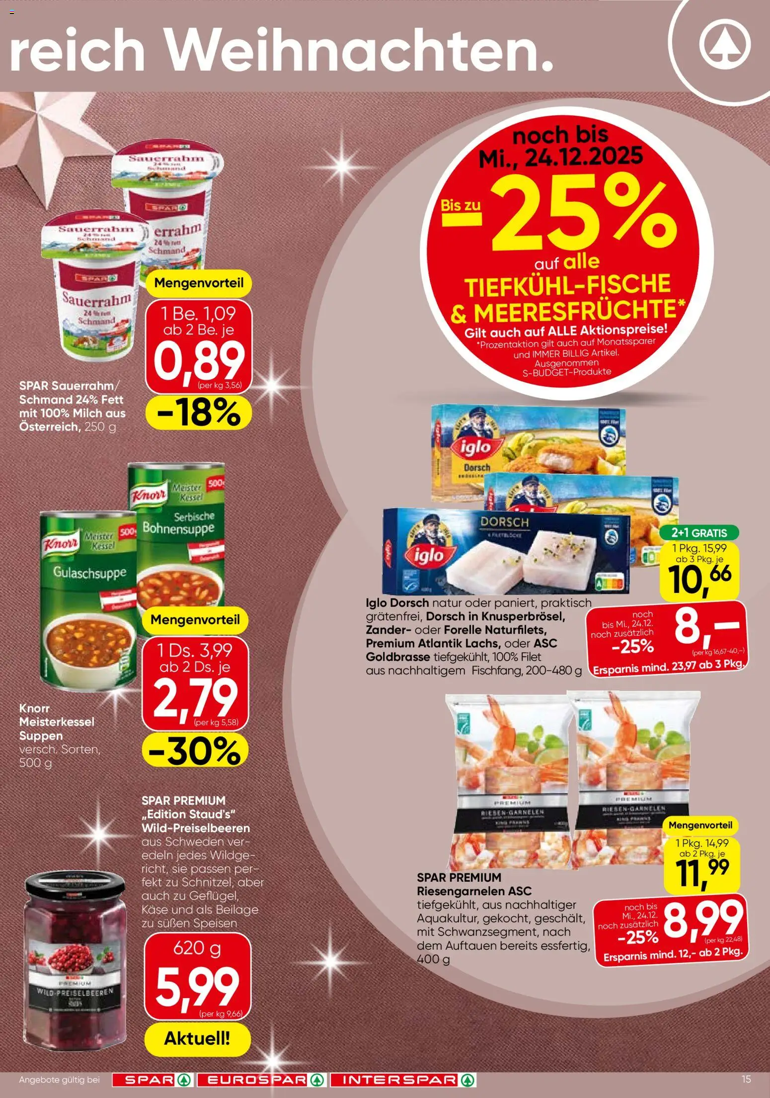 Spar Flugblatt - Tirol gültig ab 23.12.2025 | Seite: 15 | Produkte: Milch, Käse, Sauerrahm