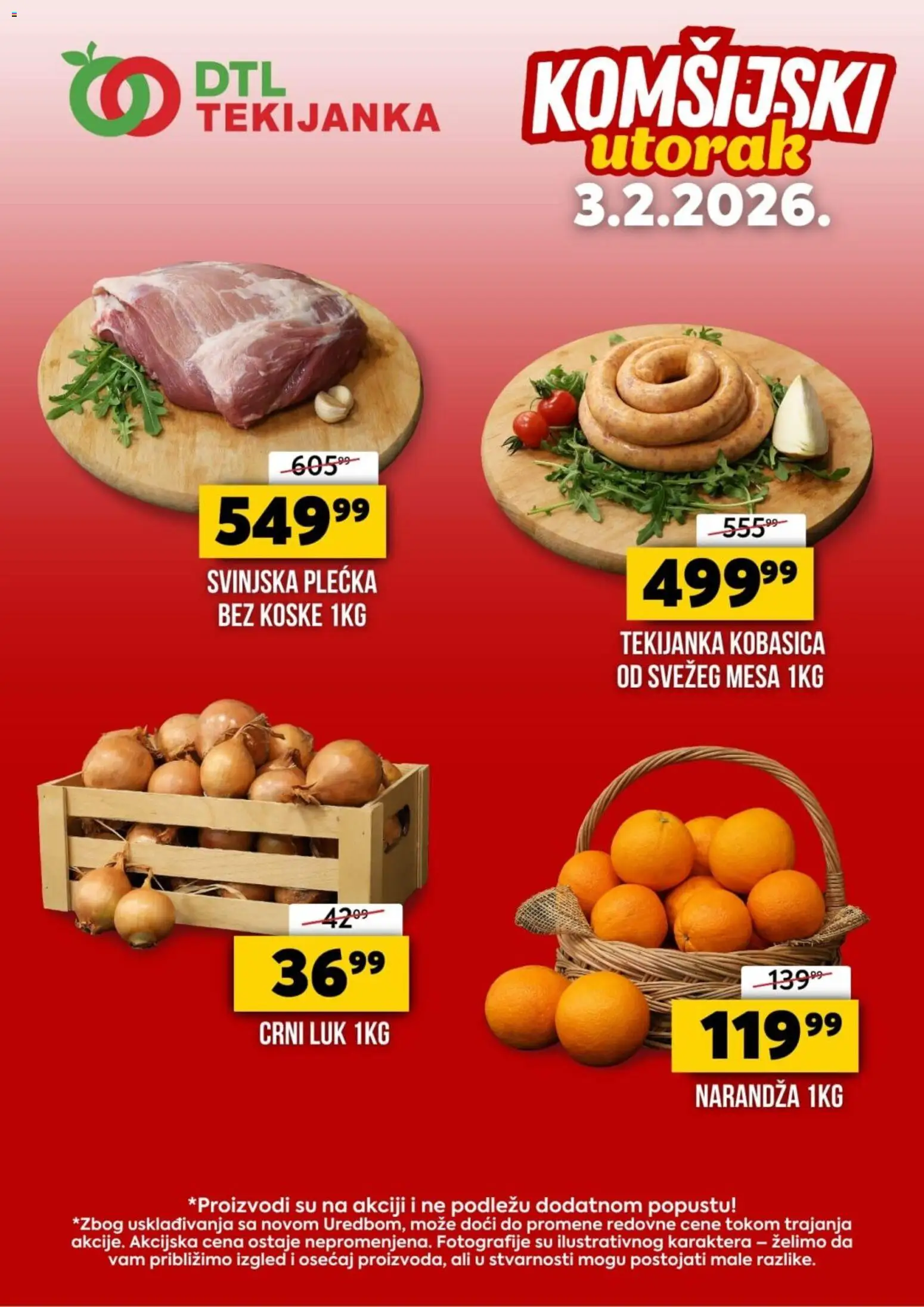 Tekijanka katalog - važi od 03.02.2026 | Strana: 1 | Proizvode: Crni luk, Svinjska plećka, Kobasica