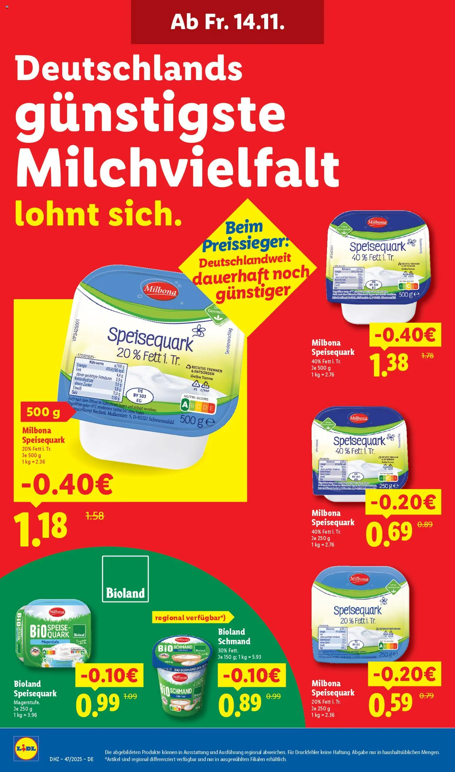 Lidl - Prospekt – gültig ab 17.11.2025 | Seite: 2 | Produkte: Quark, Salz, Zucker, Speisequark