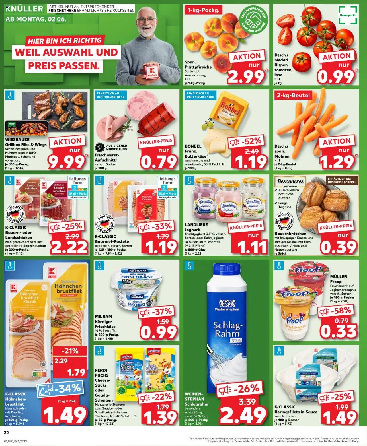 Kaufland Prospekt 	 - gültig ab dem 30.05.2025 | Seite: 22 | Produkte: Hahnchen, Joghurt, Paprika, Brot