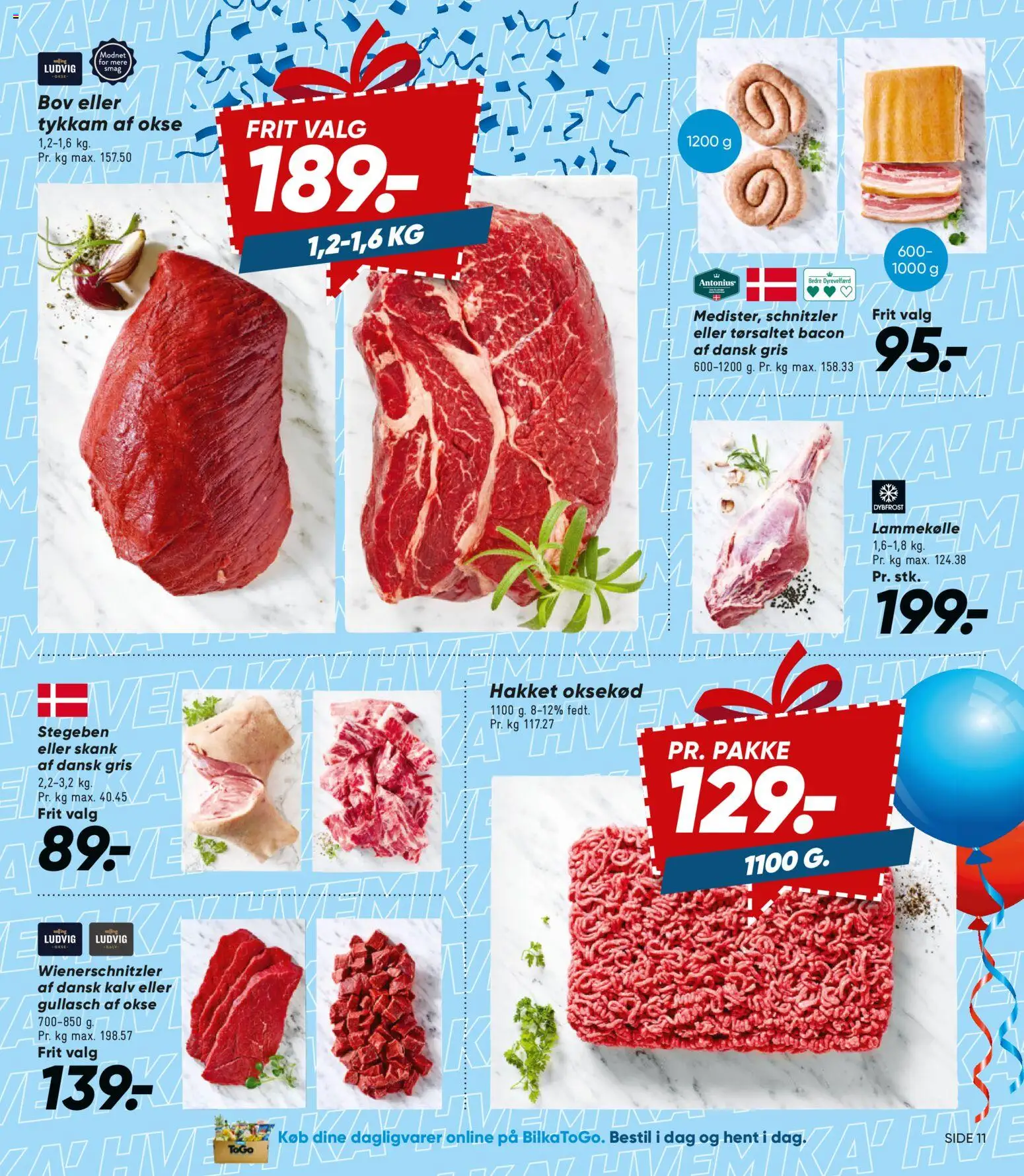 Bilka tilbudsavis – gyldig fra 20.02.2026 | Side: 11 | Produkter: Oksekød, Lammekølle, Schnitzler, Bacon