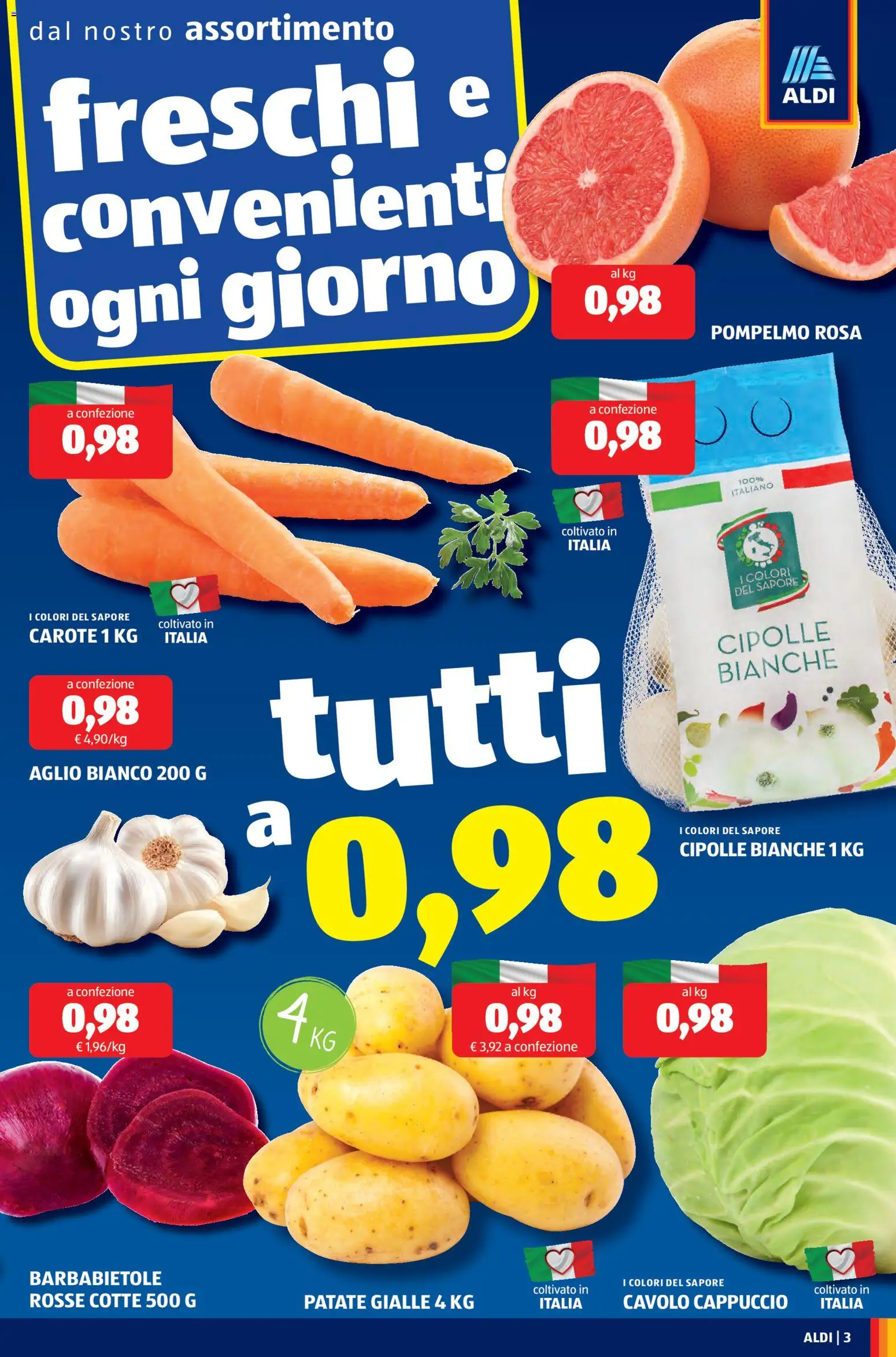 Volantino Aldi del 17.11.2025 | Pagina: 3 | Prodotti: Patate, Cipolle, Aglio, Cappuccio