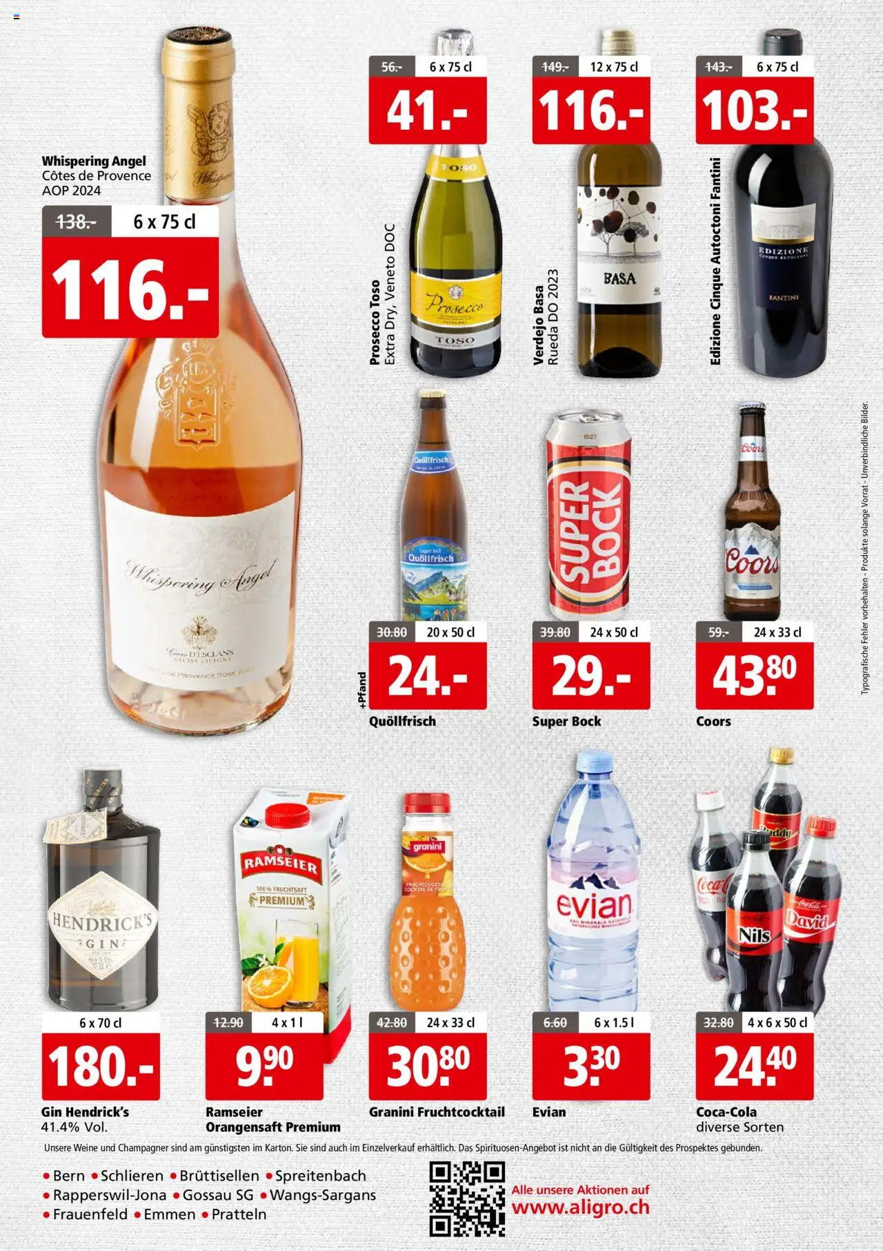 Aligro Aktionen Schlieren, Gossau SG, Frauenfeld, Rapperswil-Jona, Sargans, Bern, Brüttisellen, Pratteln, Emmen, Spreitenbach ab 11.08.2025 | Seite: 4 | Produkte: Orangensaft, Gin