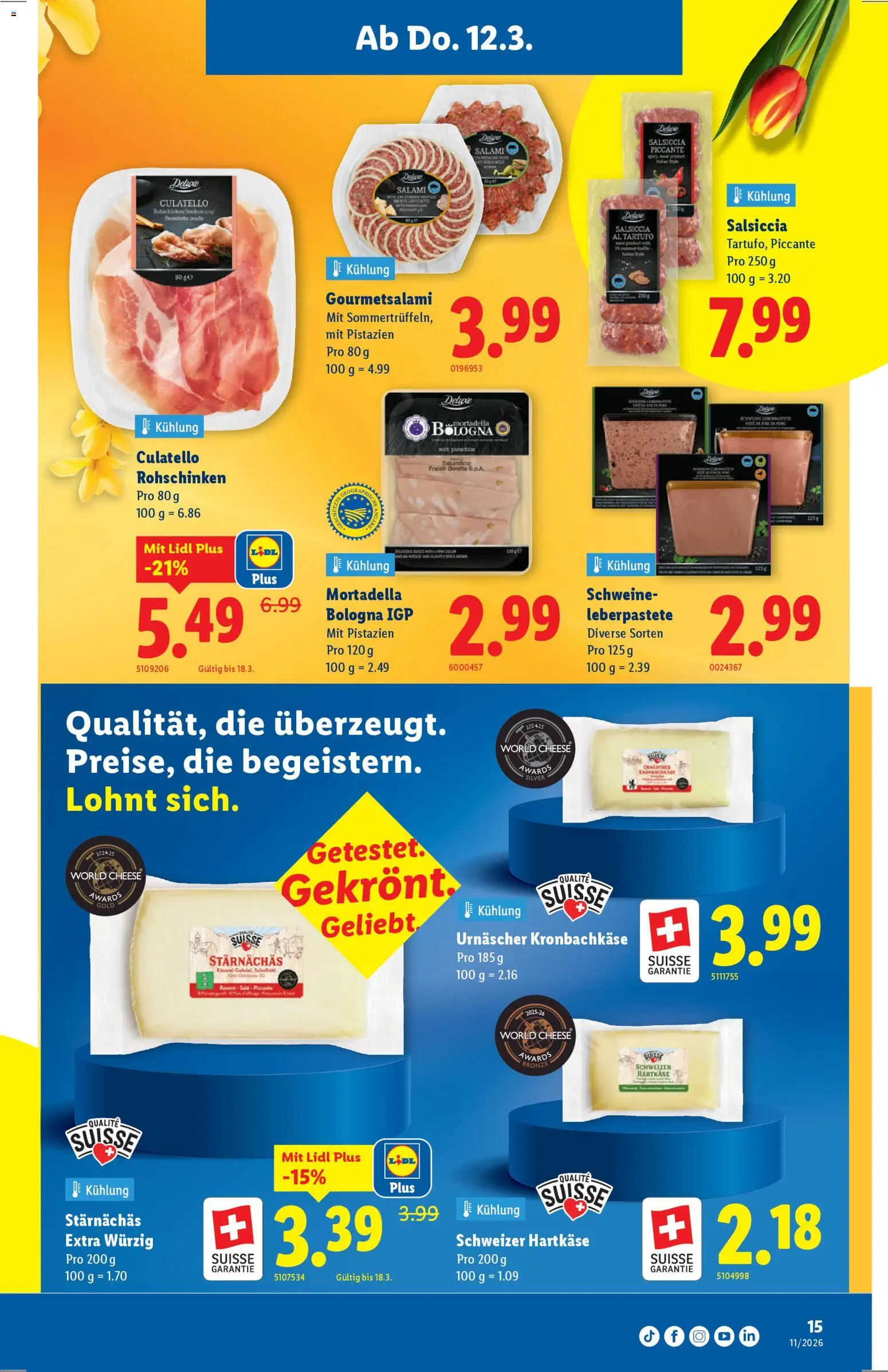 Lidl aktionen – gültig ab 12.03.2026 | Seite: 15 | Produkte: Käse, Salami