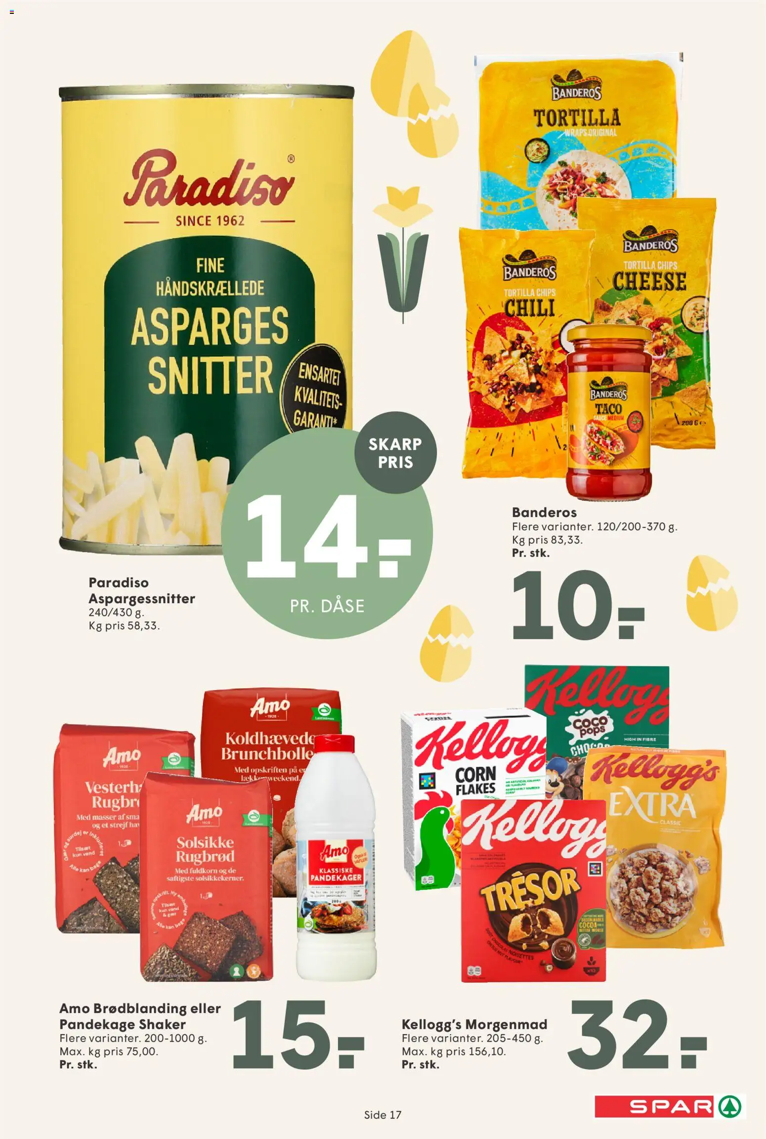 Spar tilbudsavis – gyldig fra 27.03.2026 | Side: 17 | Produkter: Chips, Rugbrød, Taco, Asparges