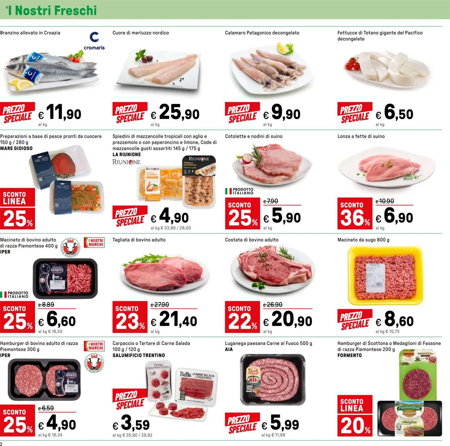 Volantino Iper del 24.04.2026 | Pagina: 2 | Prodotti: Branzino, Peperoncino, Totano, Hamburger