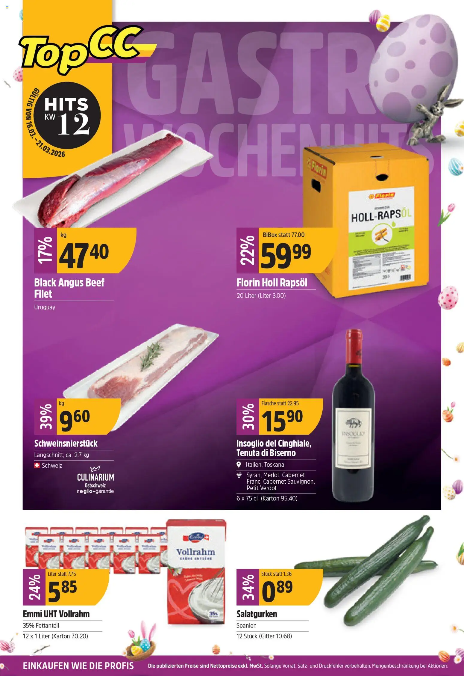 TopCC aktionen – gültig ab 16.03.2026 | Seite: 1 | Produkte: Gitter, Rapsöl