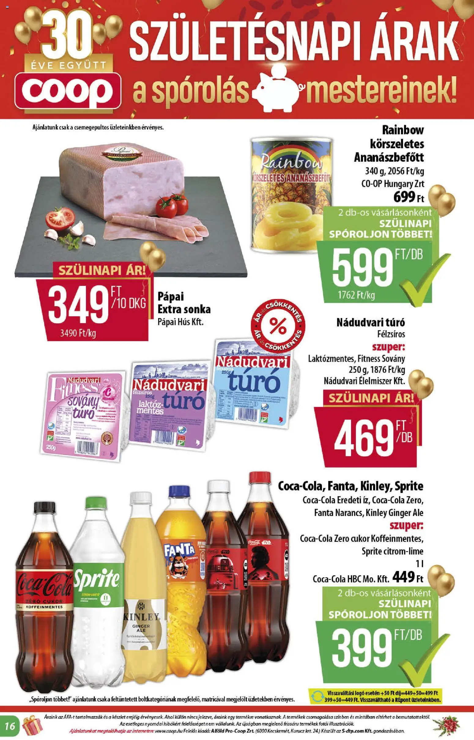 COOP akciós ujság - amely érvényes a következő dátumtól: 18.12.2025 | Oldal: 16 | Termékek: Hús, Fanta, Túró, Cukor