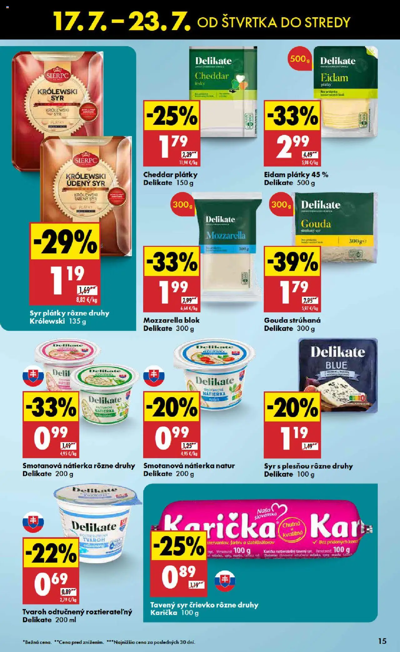 Biedronka leták │ platný od 17.07.2025 | Strana: 15 | Produkty: Syr, Gouda, Mozzarella, Tvaroh