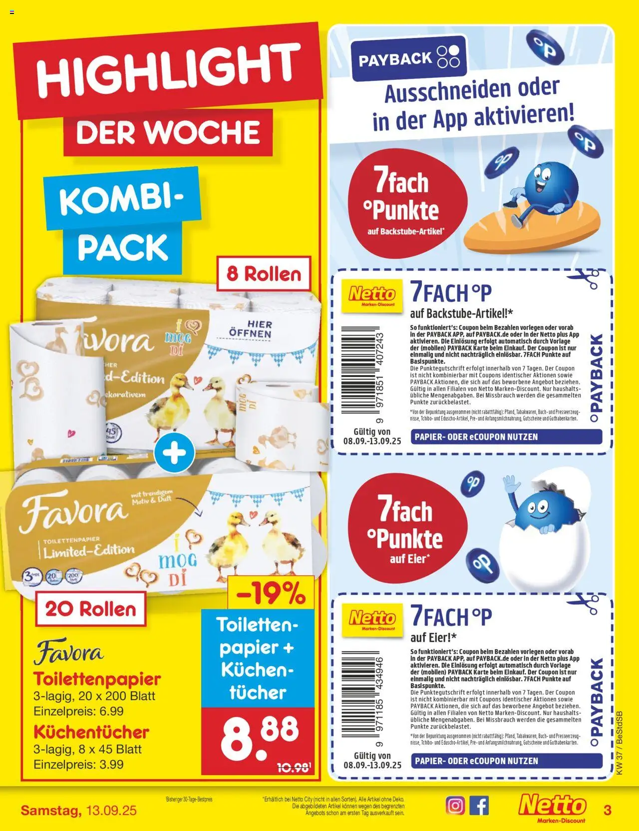 Netto Marken-Discount Prospekt 	 – gültig ab 08.09.2025 | Seite: 3 | Produkte: Eier, Duft, Kuchen, Toilettenpapier