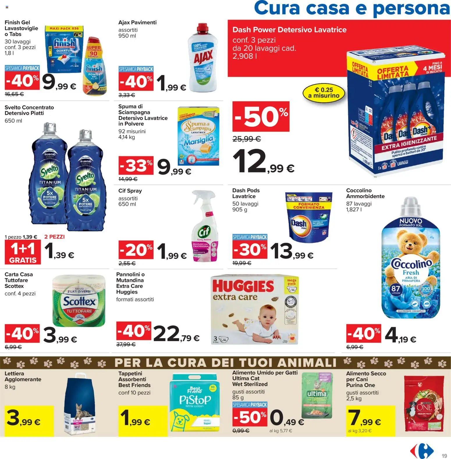 Volantino Carrefour del 13.03.2026 | Pagina: 19 | Prodotti: Pannolini, Ammorbidente, Lime, Lavastoviglie
