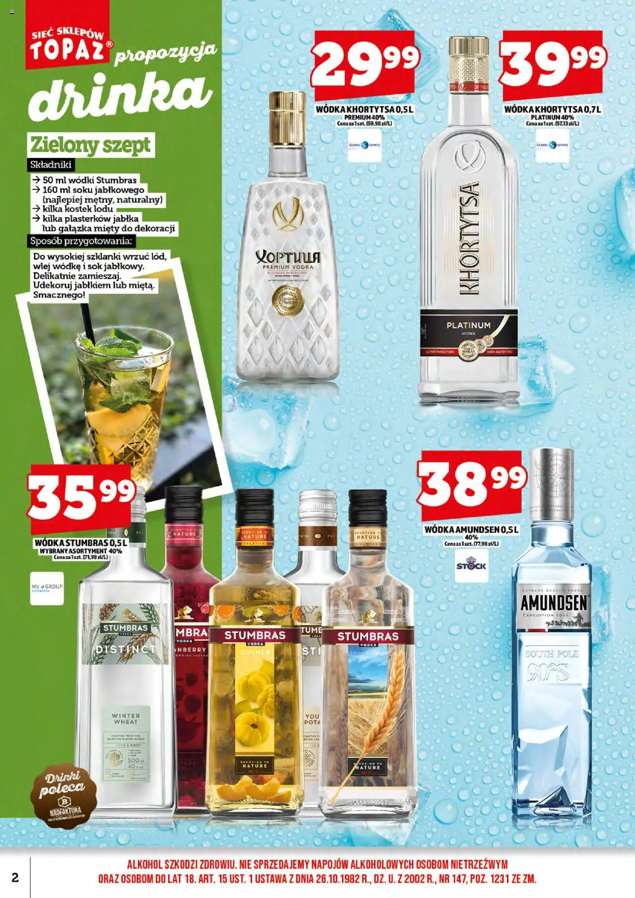 Topaz Gazetka alkoholowa od 15.09.2025 | Strona: 4 | Produkty: Sok, Jabłka, Szklanki, Wódka