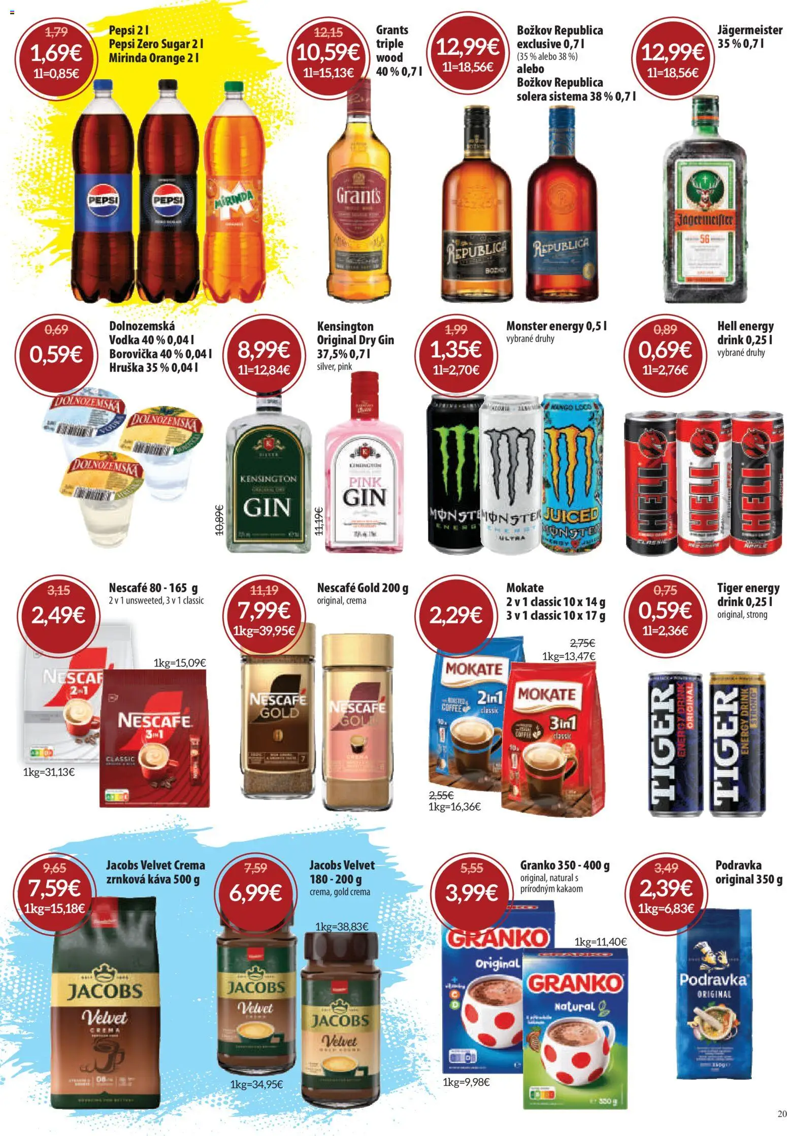 Nové Nitrazdroj akcie – leták je platný od 06.11.2025 | Strana: 20 | Produkty: Božkov, Gin, Pepsi, Mirinda