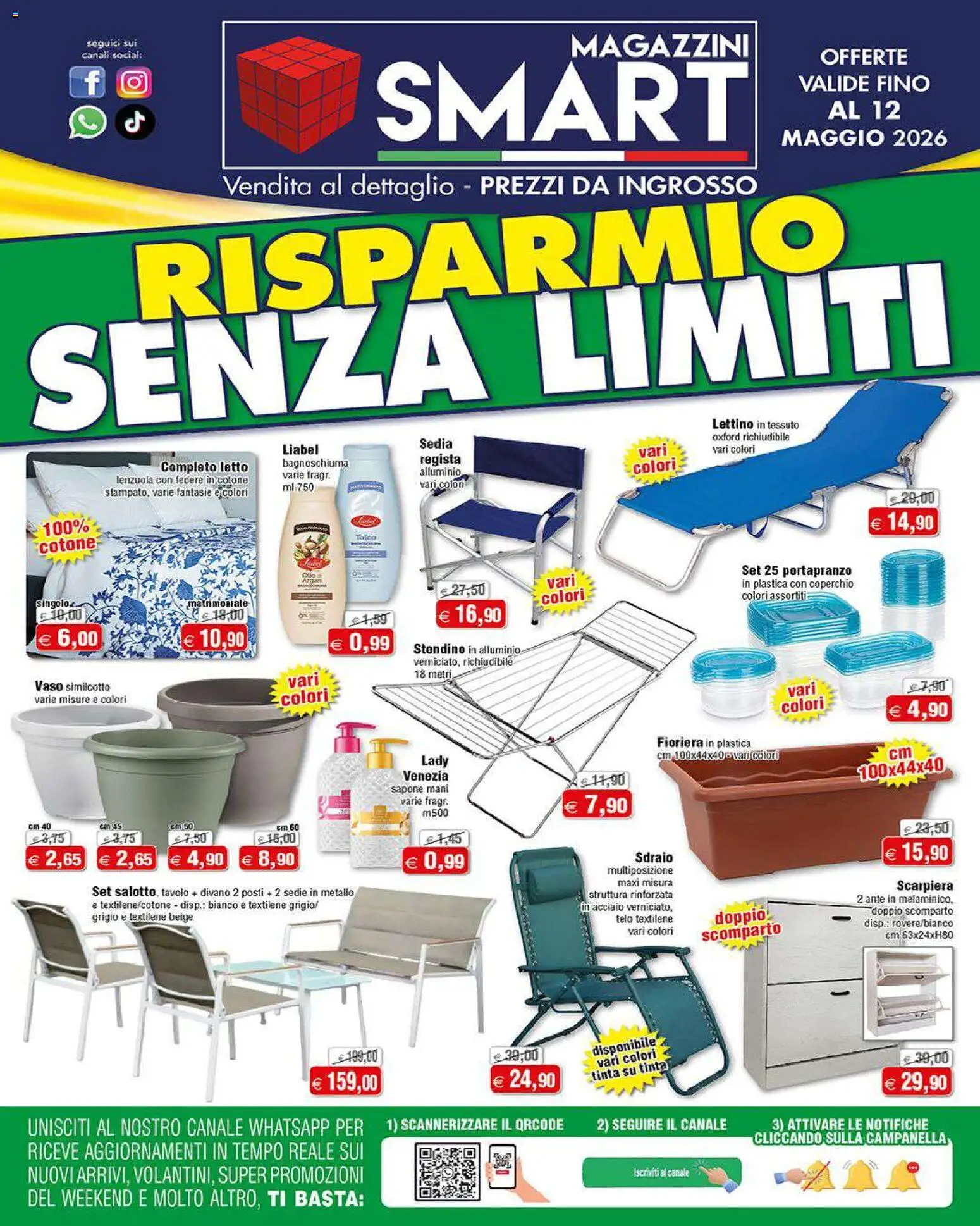 Volantino Magazzini Smart del 28.04.2026 | Pagina: 1 | Prodotti: Sdraio, Scarpiera, Stendino, Sedia