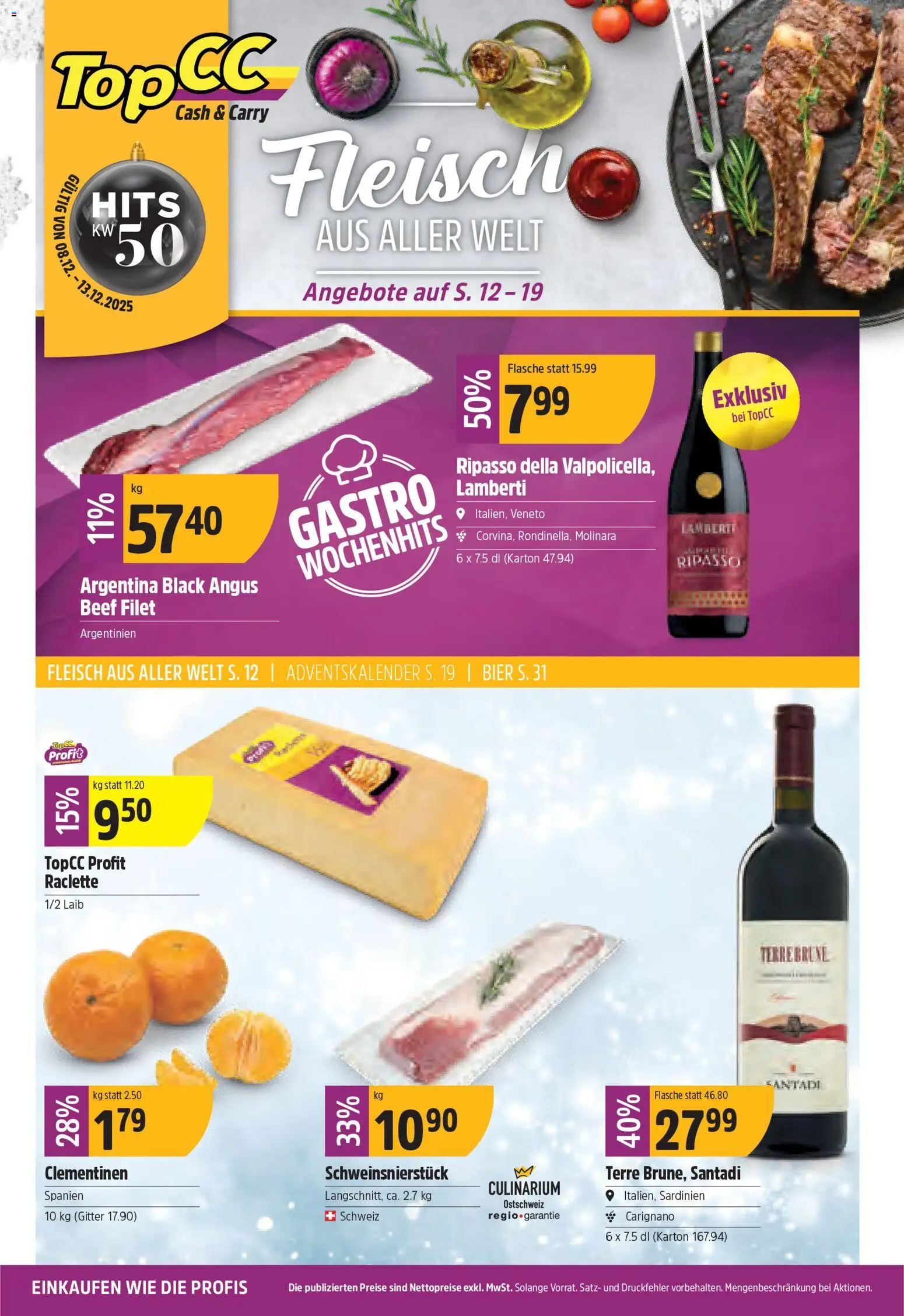 TopCC Aktionen – gültig ab 08.12.2025 | Seite: 1 | Produkte: Gitter, Bier, Raclette, Top