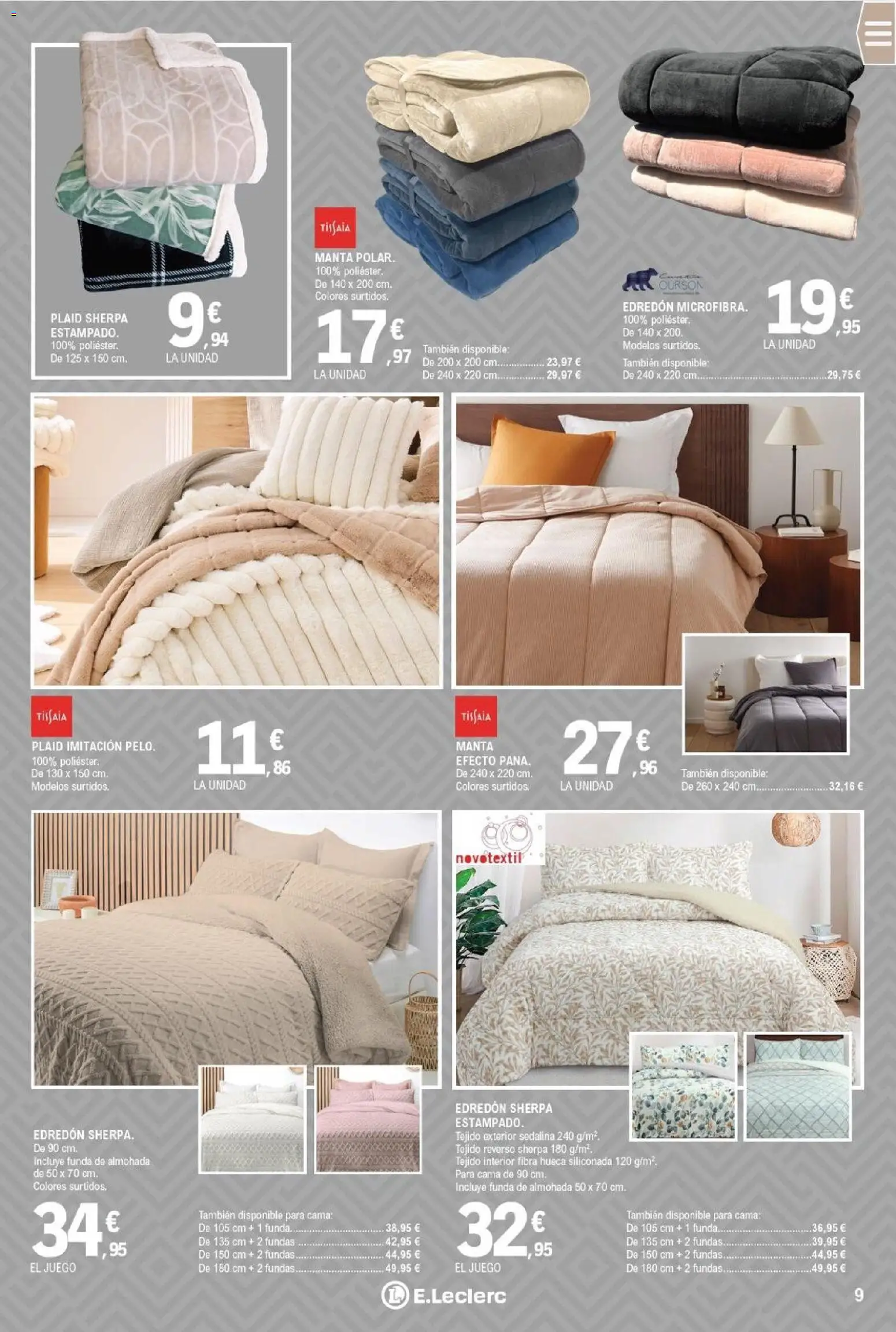 E.Leclerc folleto │ válido desde el 22.12.2025 | Página: 9 | Productos: Edredón, Funda, Cama, Almohada