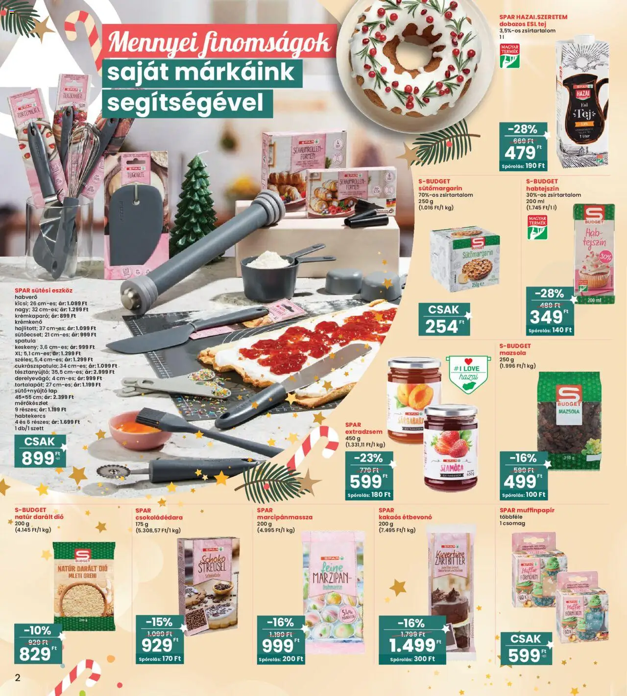 Interspar akciós ujság - amely érvényes a következő dátumtól: 09.10.2025 | Oldal: 2 | Termékek: Habtejszín, Darált dió, Tejszín, Dió