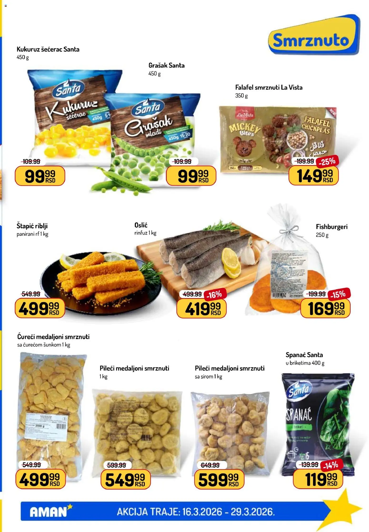 Aman katalog - važi od 16.03.2026 | Strana: 17 | Proizvode: Spanać, Grašak, Kukuruz, Oslić