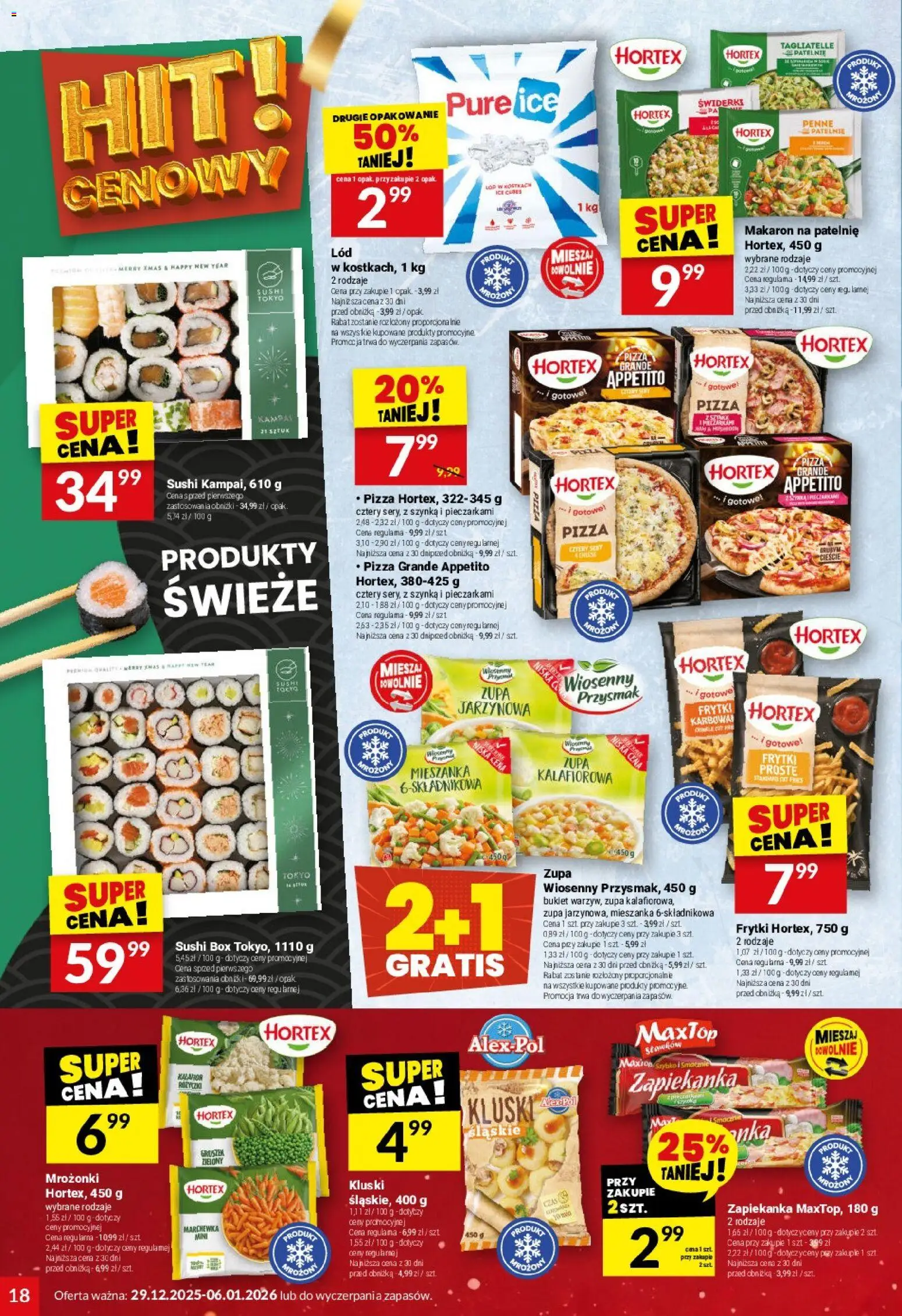 Twój Market Gazetka od 29.12.2025 | Strona: 18 | Produkty: Penne, Zapiekanka, Sushi, Pizza