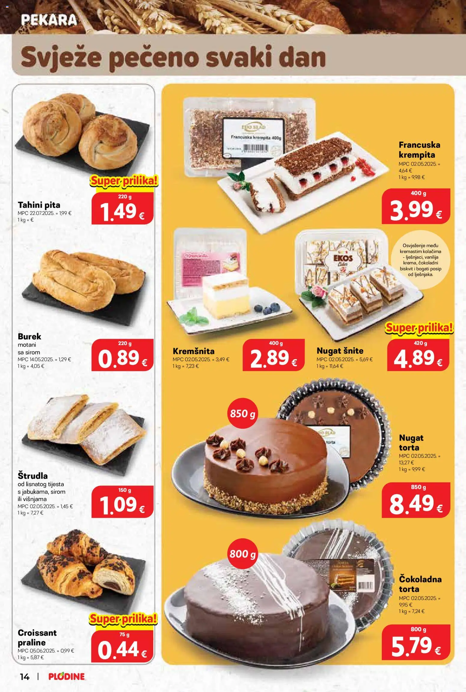 Plodine katalog | vrijedi od 29.10.2025 | Stranica: 14 | Proizvodi: Pekara, Pita, Burek, Torta