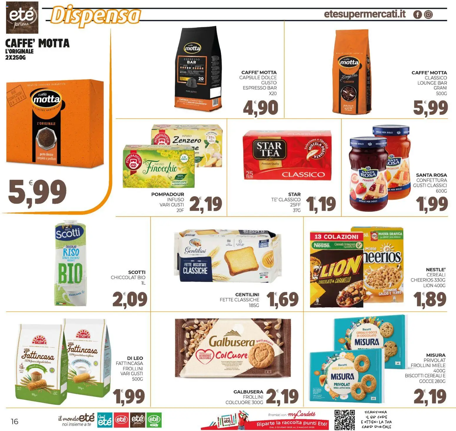 Volantino Eté del 21.11.2025 | Pagina: 16 | Prodotti: Caffè, Riso, Fette biscottate, Frollini