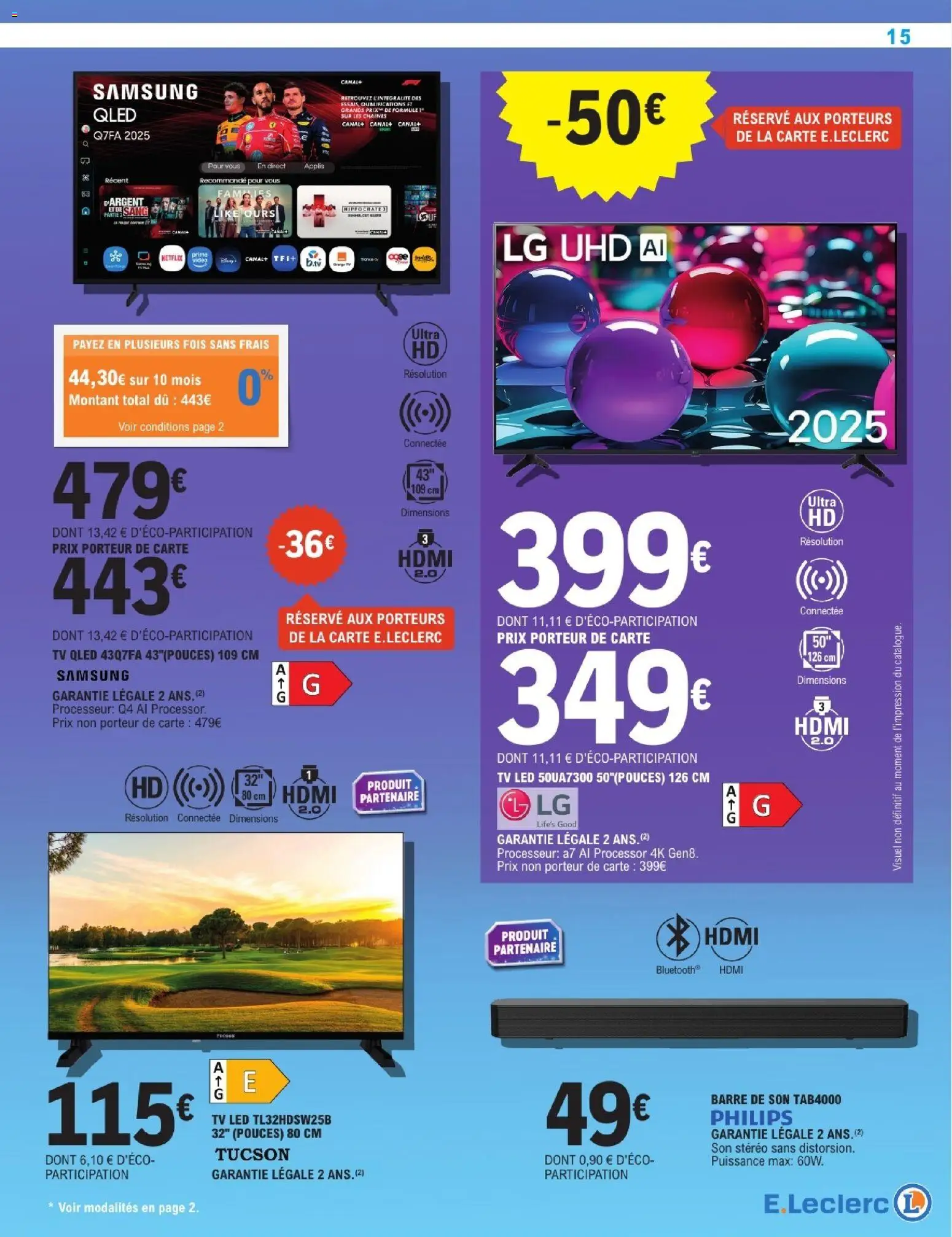 {H1} | Page: 15 | Produits: TV led, Barre de son
