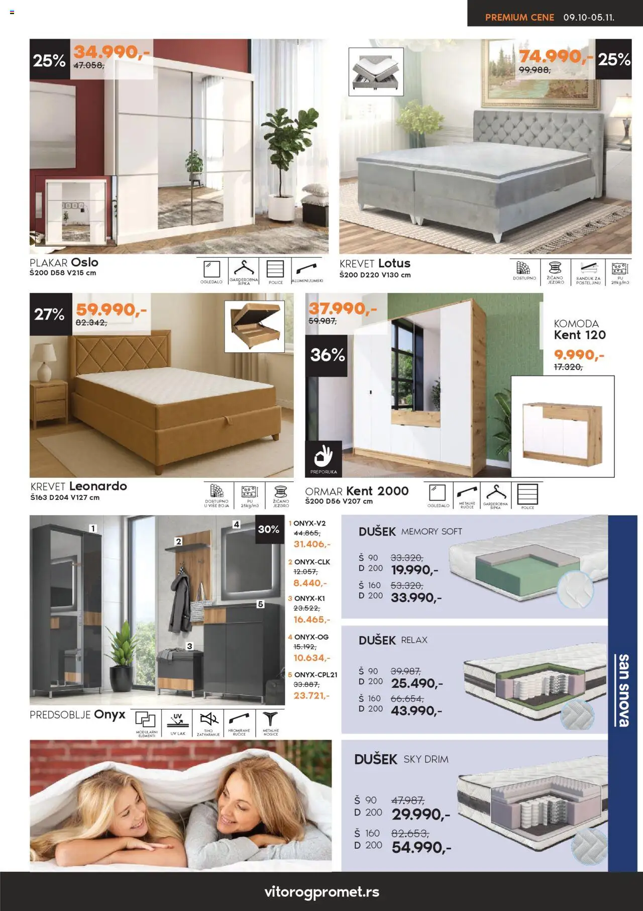 Vitorog katalog - važi od 09.10.2025 | Strana: 7 | Proizvode: Krevet, Dušek, Komoda, Ormar