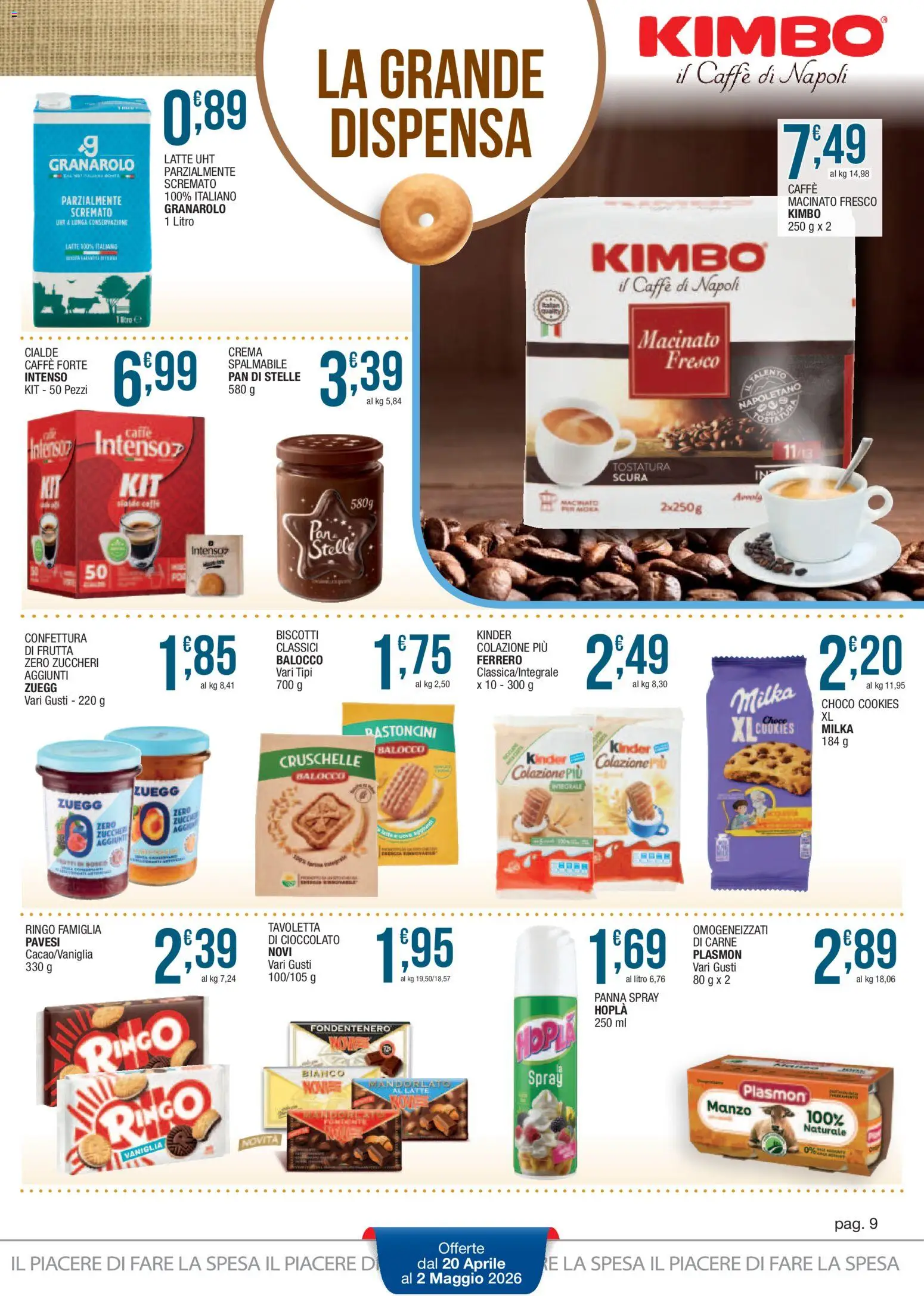 Volantino Sidis del 20.04.2026 | Pagina: 9 | Prodotti: Crema, Caffè, Cioccolato, Manzo