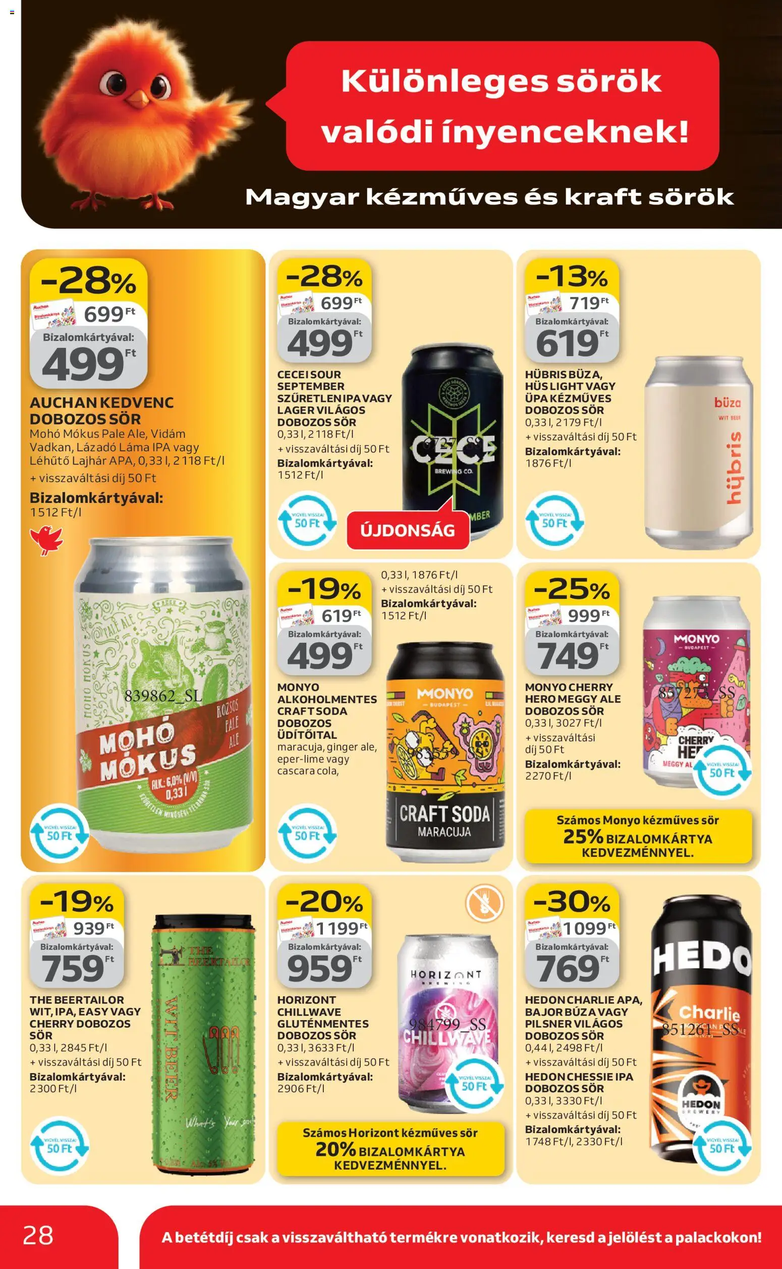 Auchan akciós ujság - amely érvényes a következő dátumtól: 19.02.2026 | Oldal: 28 | Termékek: Hús, Meggy, Dobozos sör, Sör