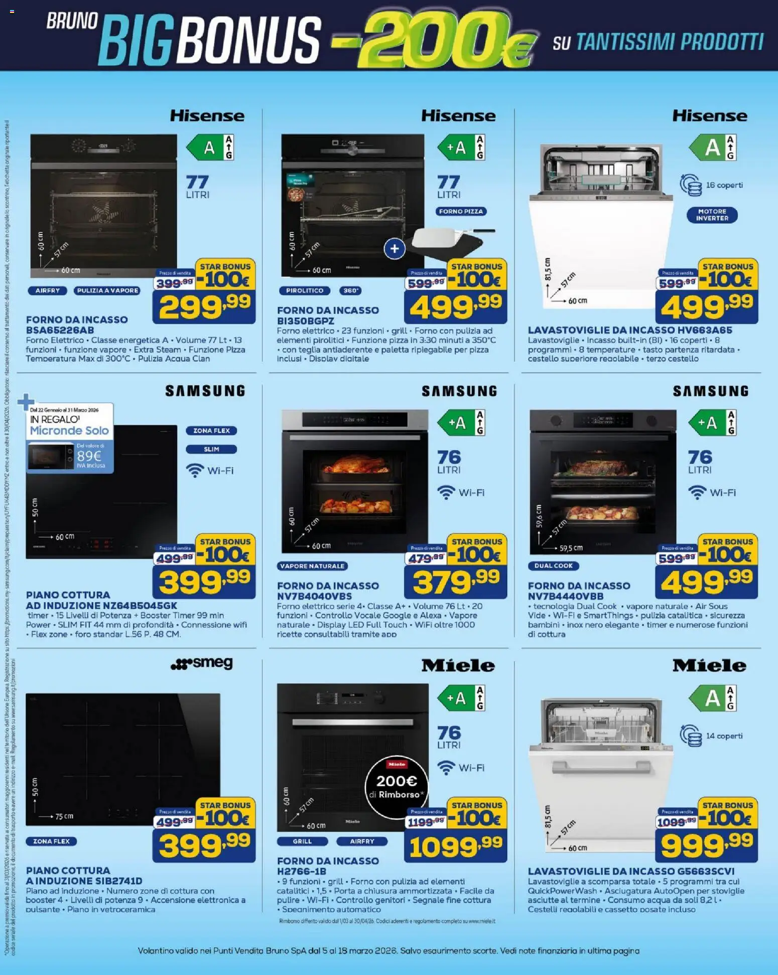 Volantino BRUNO del 05.03.2026 | Pagina: 9 | Prodotti: Acqua, Piano cottura, Forno, Forno elettrico