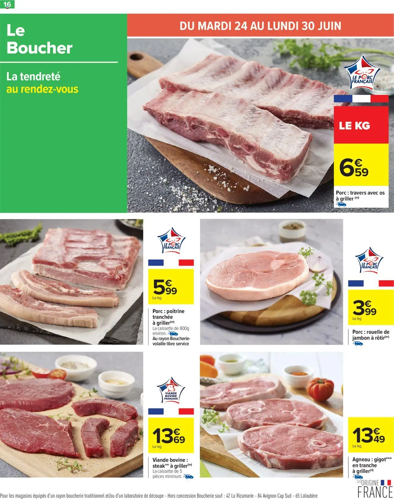  | Page: 18 | Produits: Agneau gigot, Agneau, Volaille, Porc