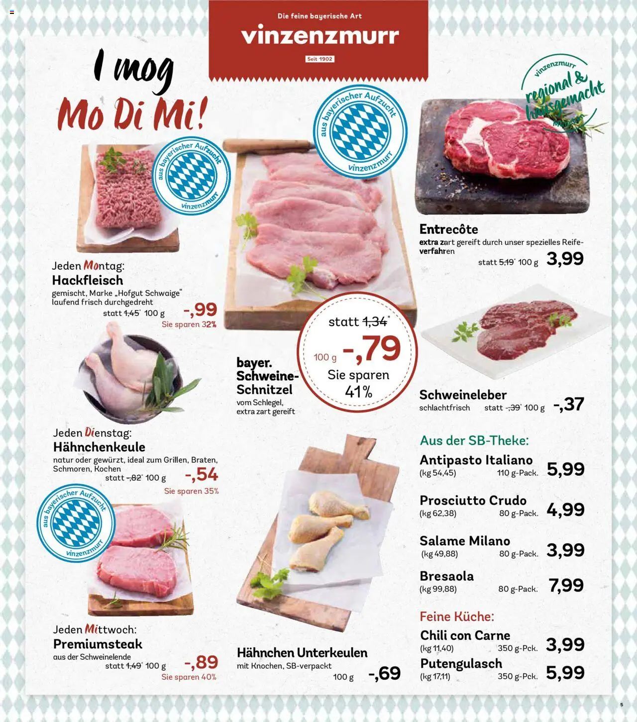 AEZ Prospekt 	 – gültig ab 20.10.2025 | Seite: 5 | Produkte: Hahnchen, Entrecote, Schnitzel, Chili