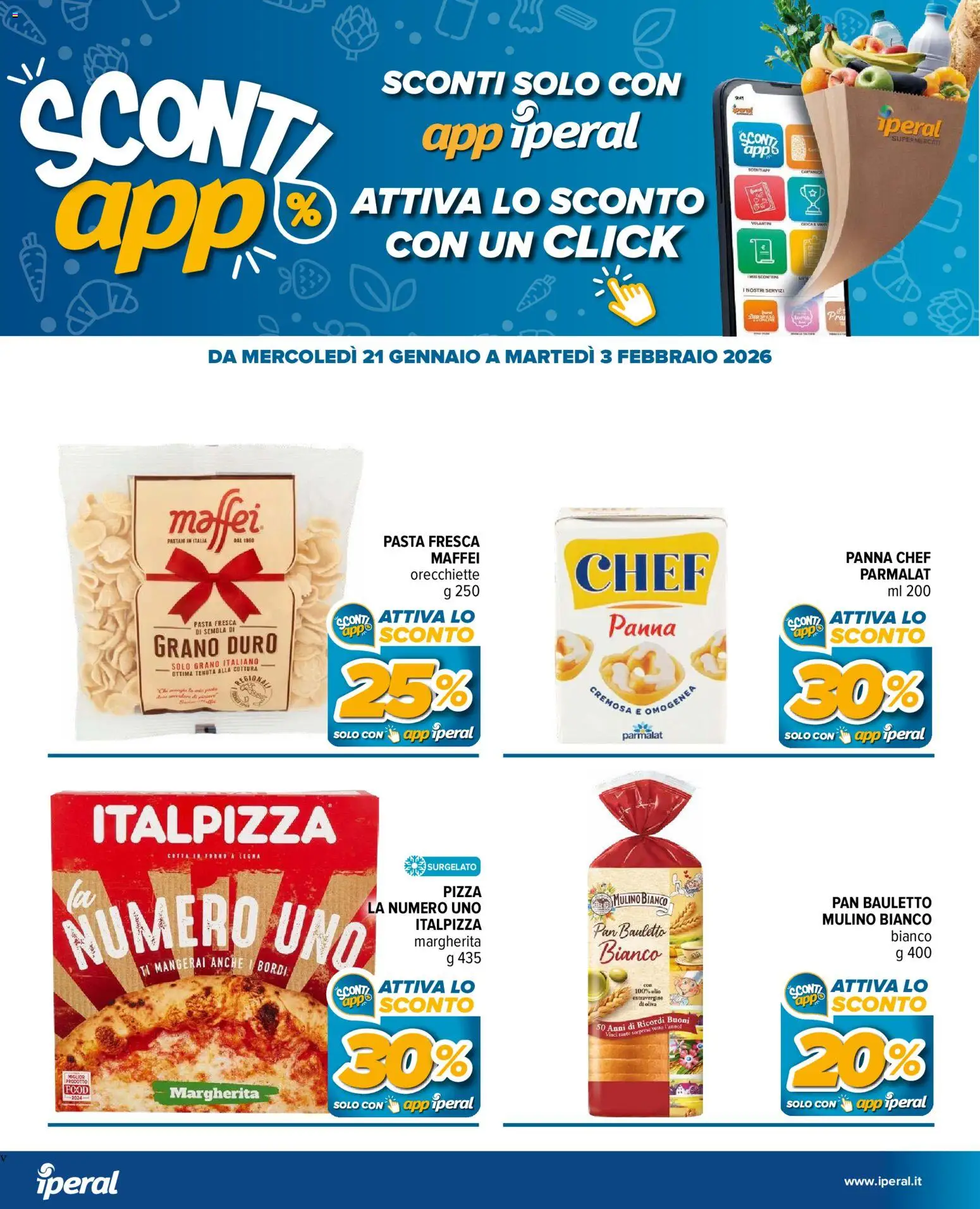 Volantino Iperal del 21.01.2026 | Pagina: 25 | Prodotti: Pizza, Panna, Pasta, Orecchiette