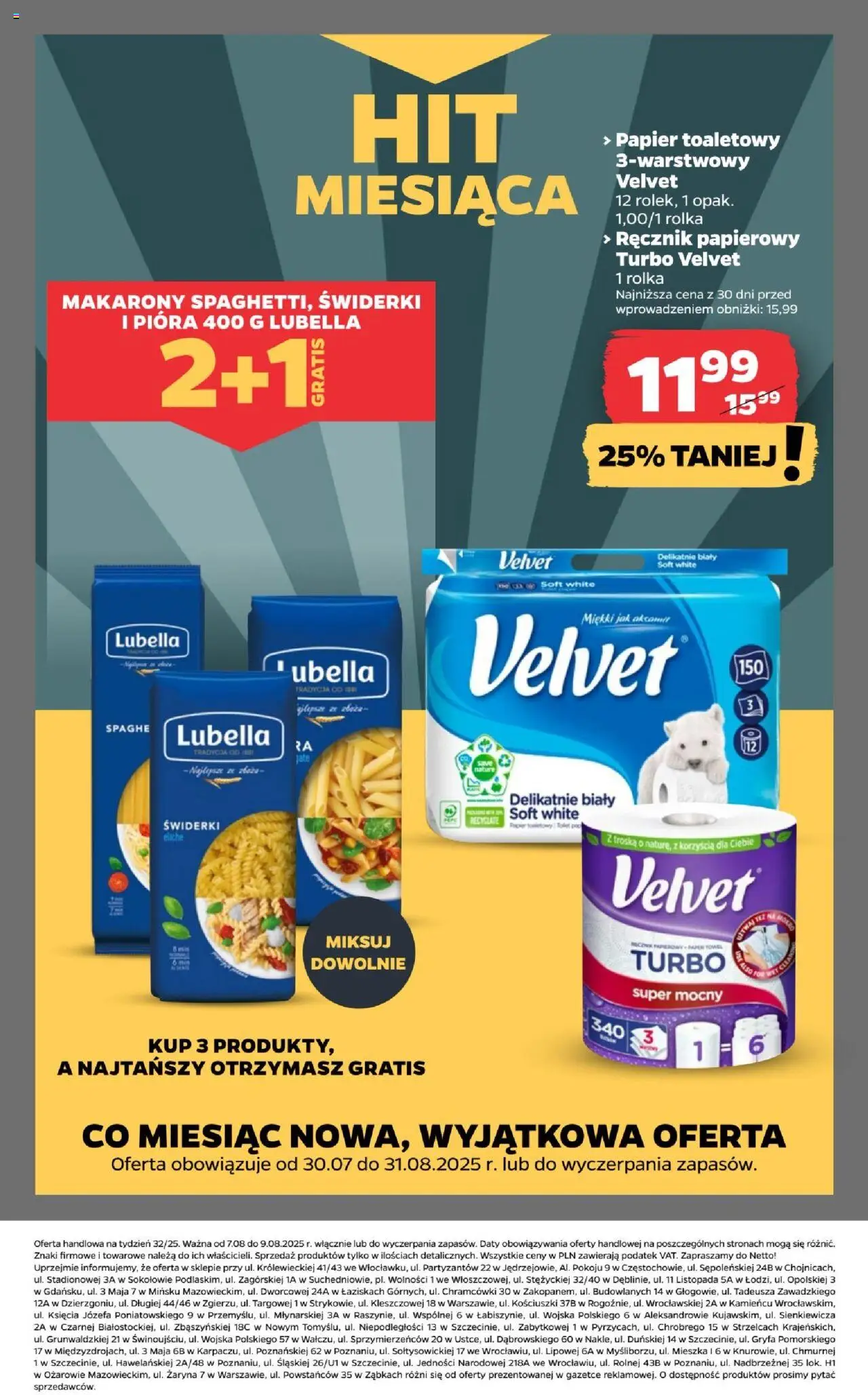Netto gazetka - Spożywcza od 07.08.2025 | Strona: 17 | Produkty: Papier toaletowy, Makarony, Ręcznik papierowy