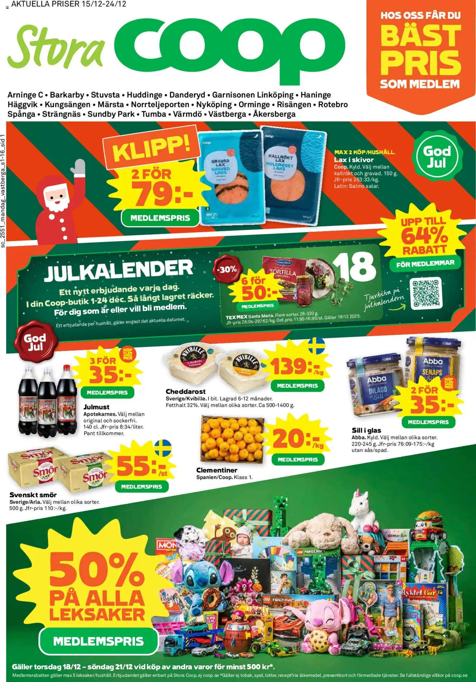 Coop Forum reklamblad aktuell från 15.12.2025 | Sida: 1 | Produkter: Tortilla, Galler, Smör, Set