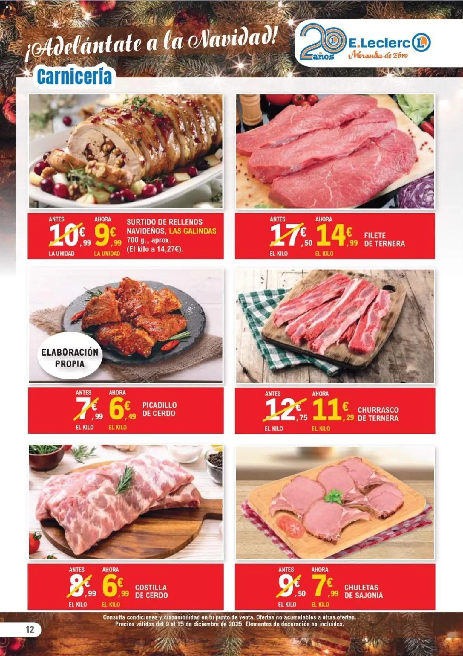 E.Leclerc folleto │ válido desde el 09.12.2025 | Página: 12 | Productos: Cerdo, Costilla de cerdo, Filete