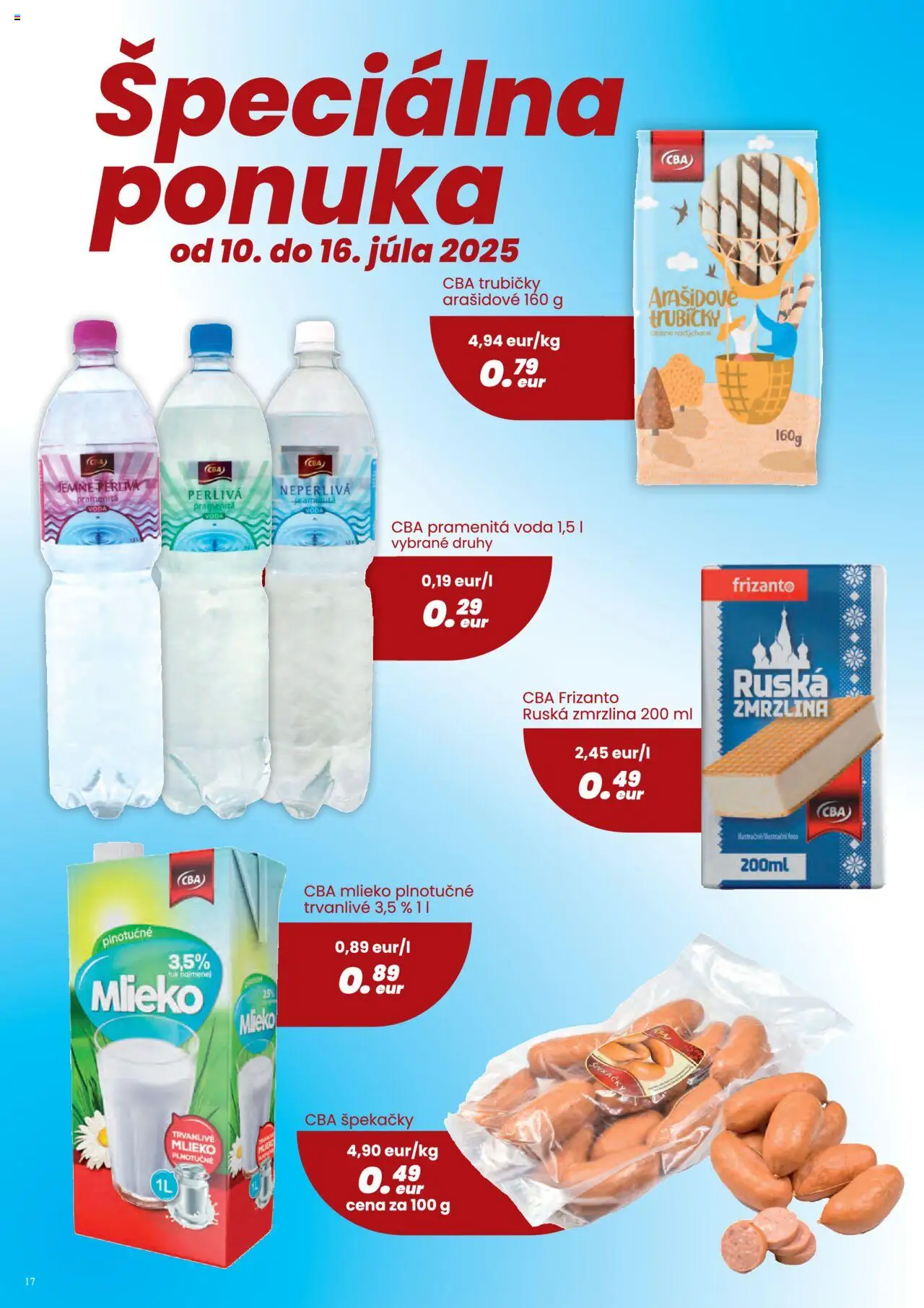 CBA Komfos leták │ platný od 03.07.2025 | Strana: 17 | Produkty: Mlieko, Zmrzlina, Voda, Trvanlivé mlieko