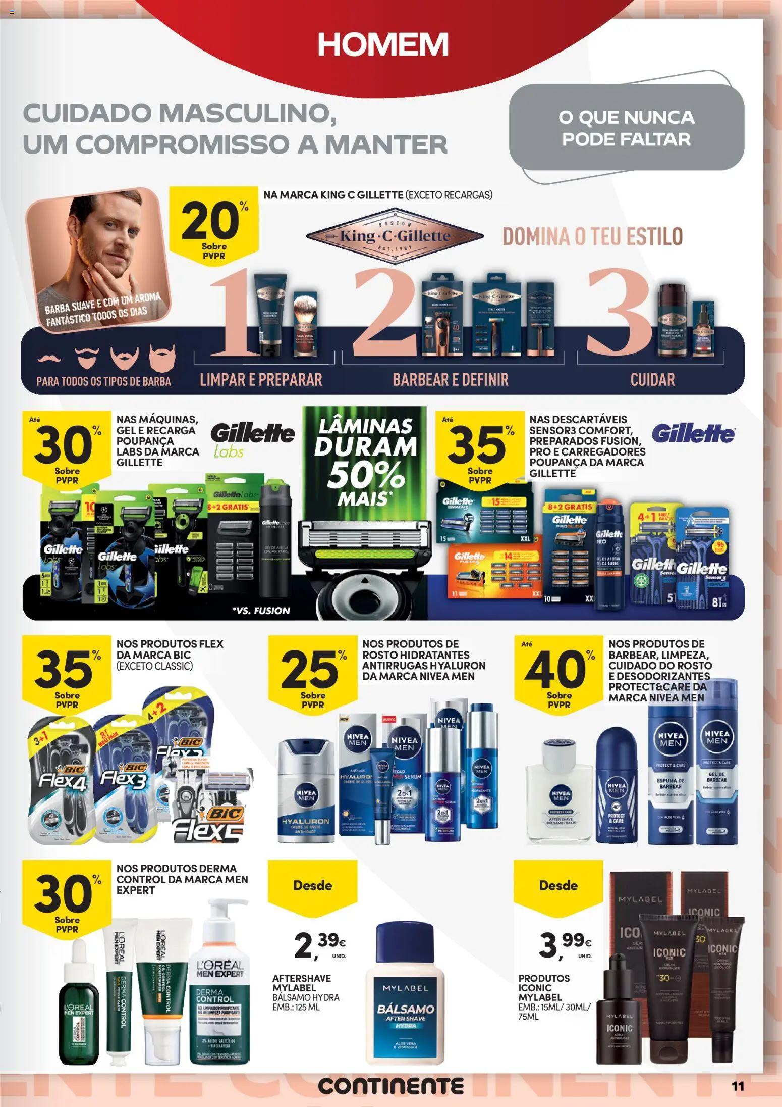 Continente - Beleza │ válido de 20.01.2026 | Página: 11 | Produtos: Aftershave, Espuma de barbear, Creme, Gel de limpeza