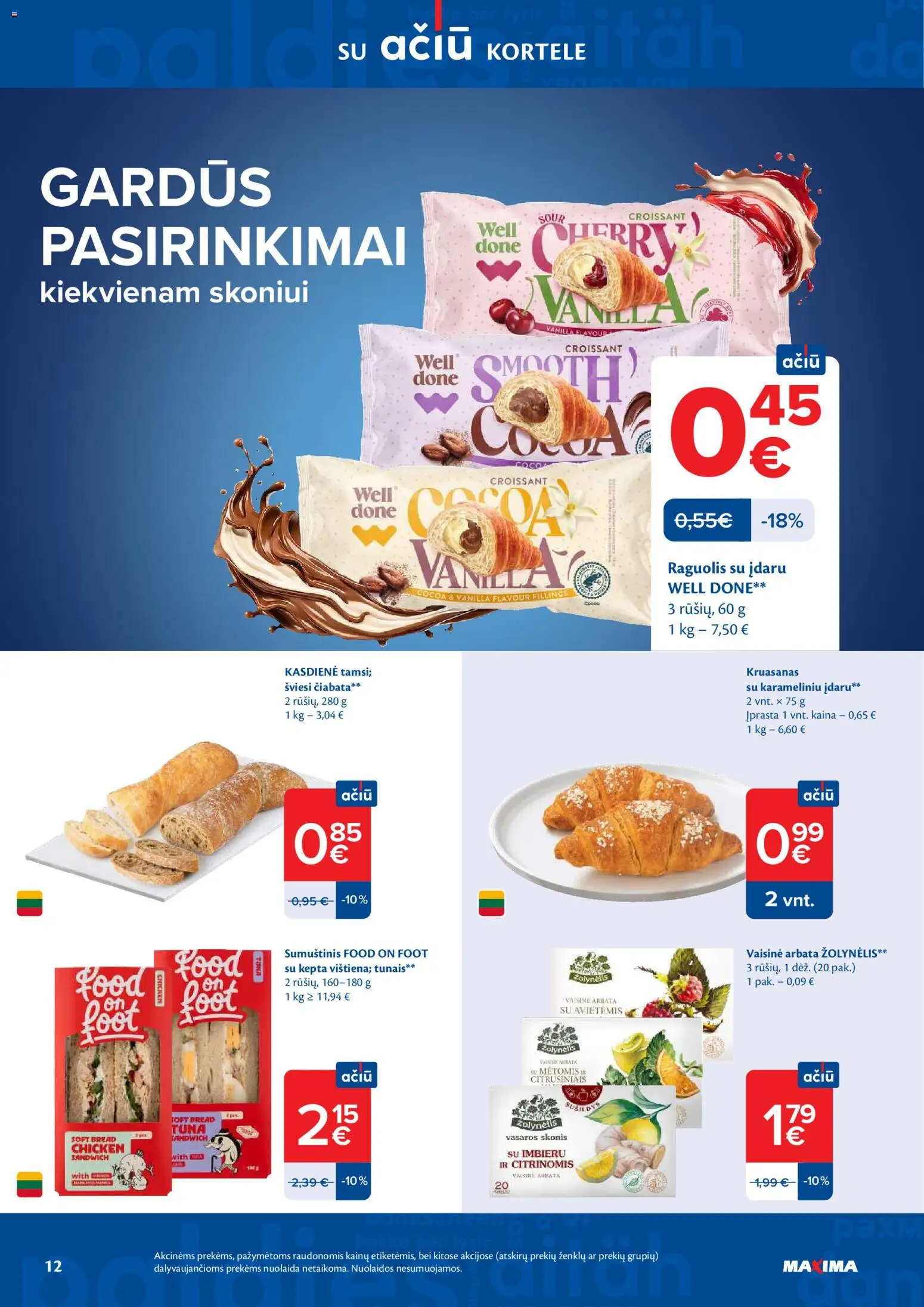 MAXIMA akcijos nuo 10.03.2026 | Puslapis: 12 | Prekių: Sumuštinis, Arbata