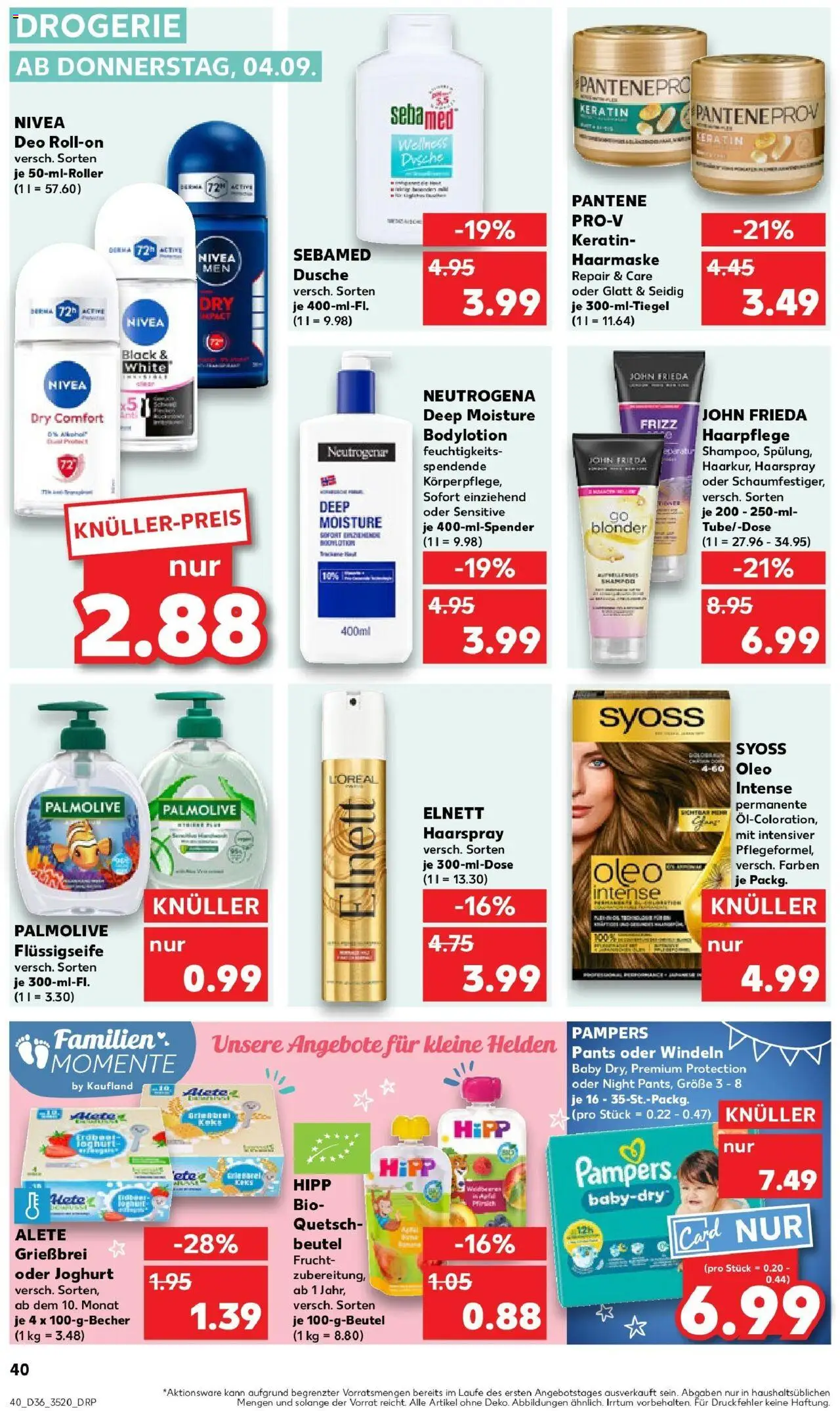 Kaufland prospekt Berlin	 – gültig ab 07.09.2025 | Seite: 40 | Produkte: Dusche, Pampers, Haarspray, Body Lotion