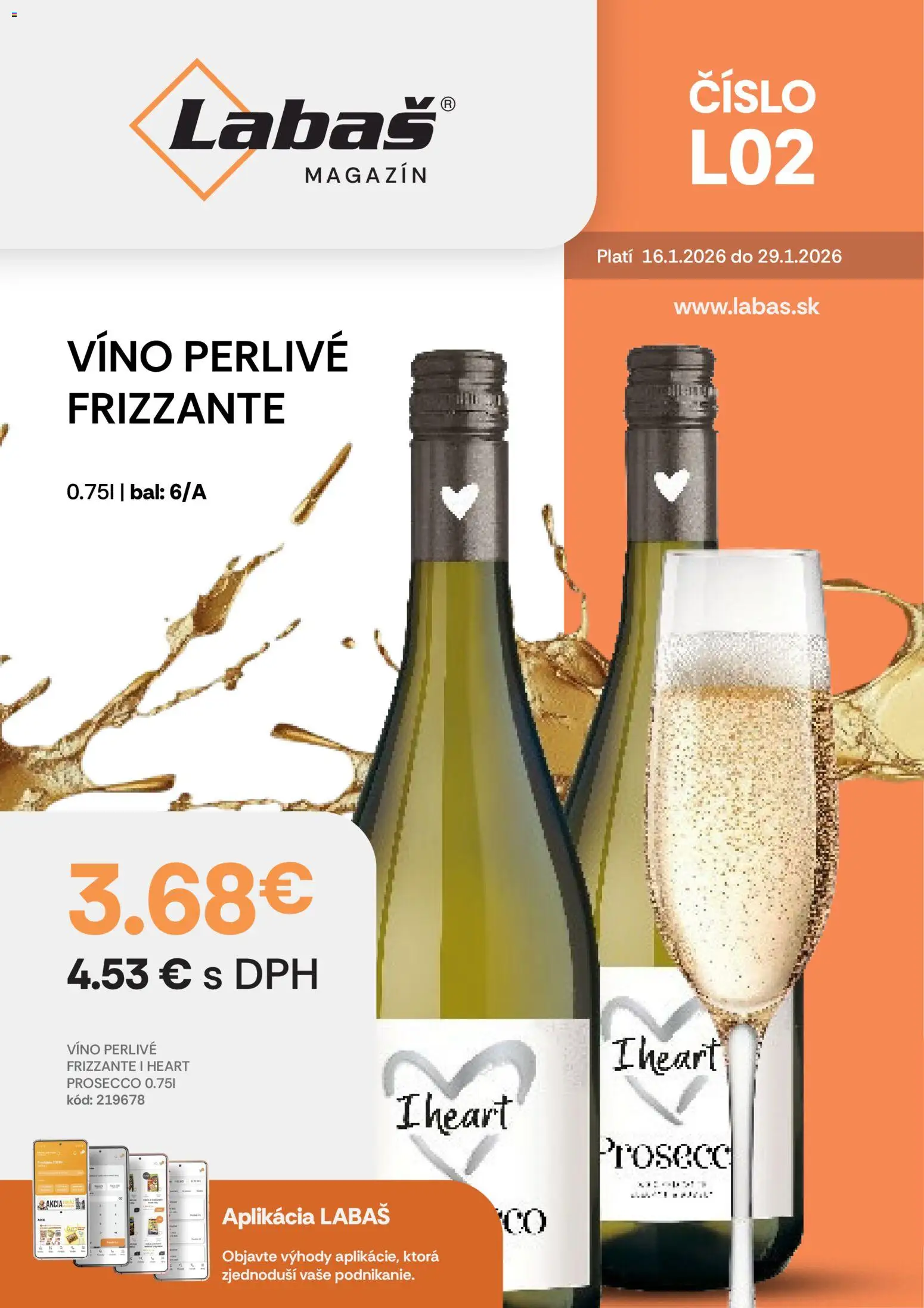 Nové Labaš akcie – leták je platný od 16.01.2026 | Strana: 28 | Produkty: Víno, Prosecco