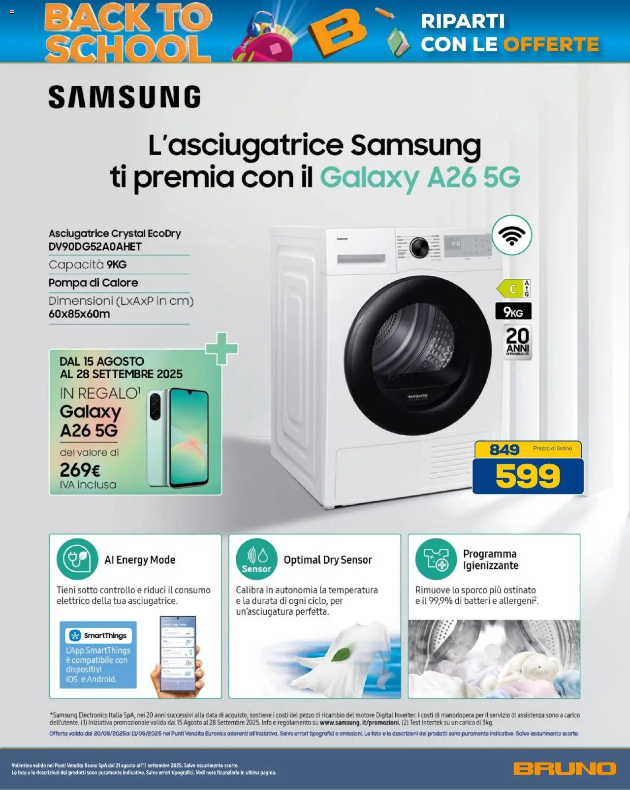 Volantino BRUNO del 21.08.2025 | Pagina: 56 | Prodotti: Asciugatrice, Data, Samsung